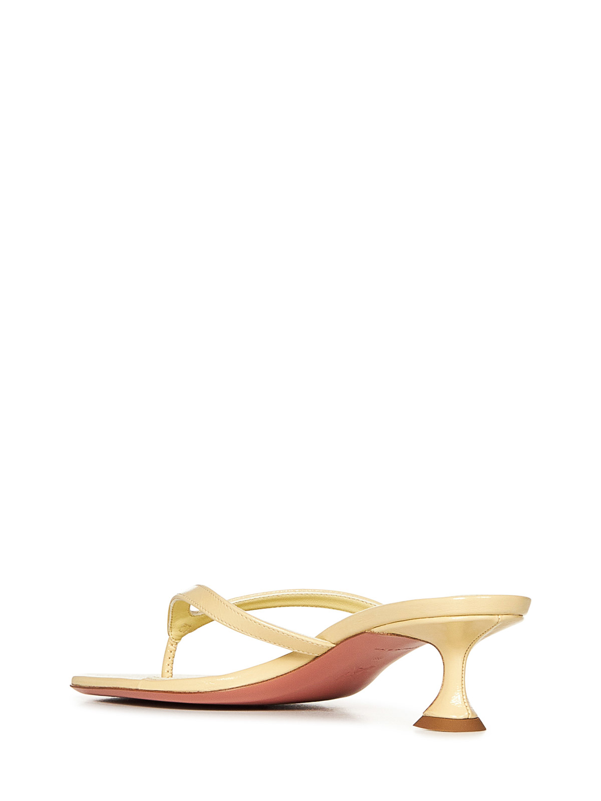 Amina Muaddi Juliette Sand Color Patent Thongs Sandals In Brown
