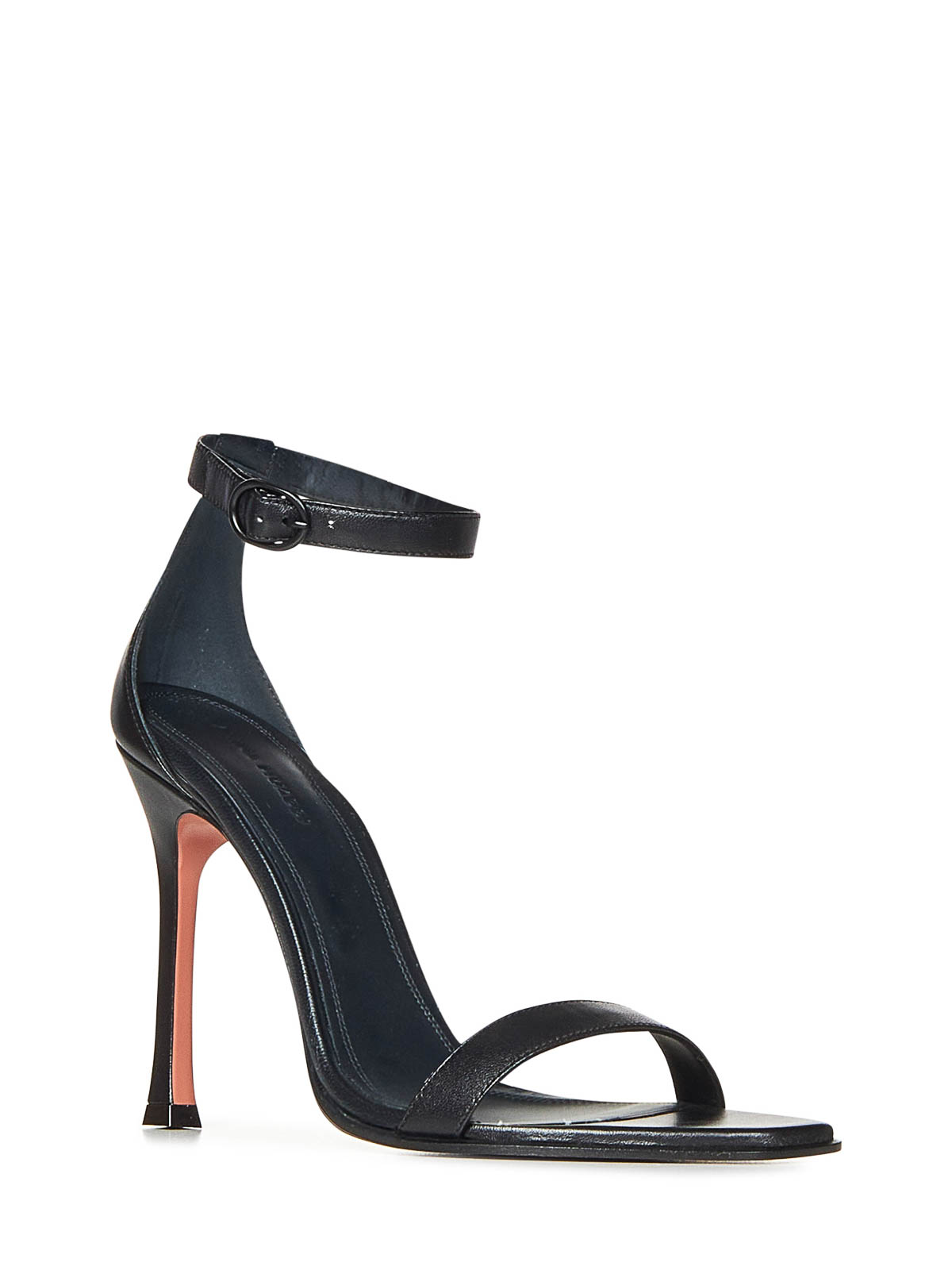 Amina Muaddi Kim Sandal 105 Black Nappa Leather Sandals In Black