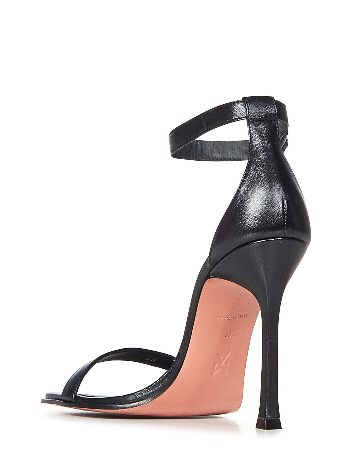 Amina Muaddi Kim Sandal 105 Black Nappa Leather Sandals In Black
