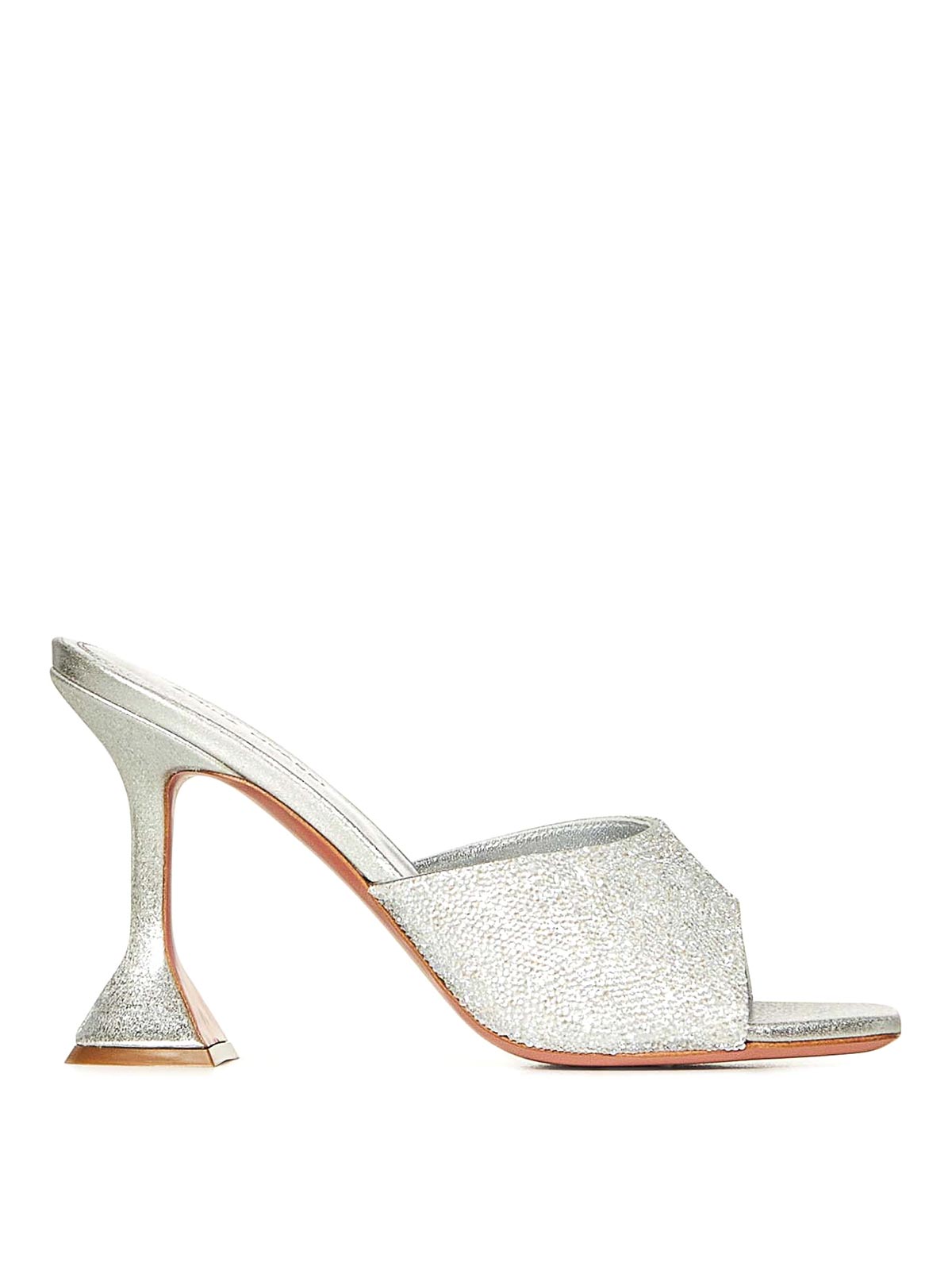 Amina Muaddi Lupita Crystal 95 Silver Satin In Multi