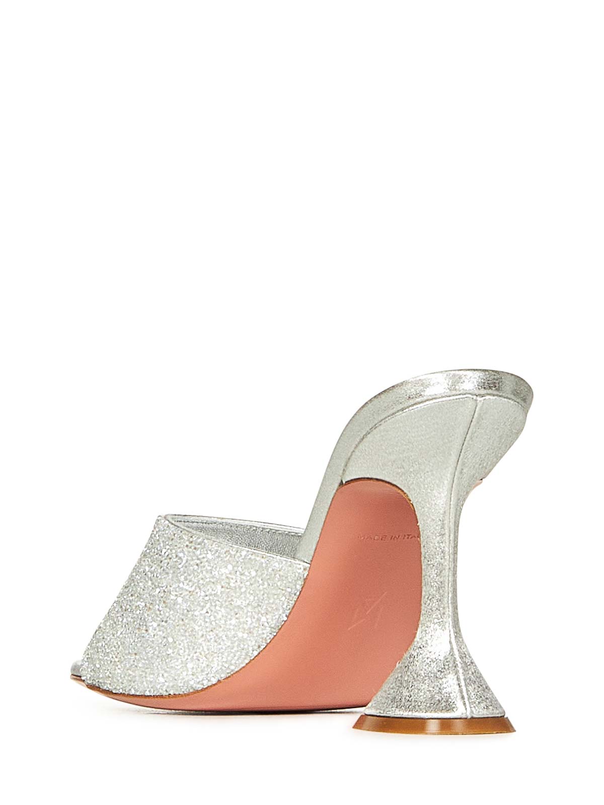 Amina Muaddi Lupita Crystal 95 Silver Satin In Multi