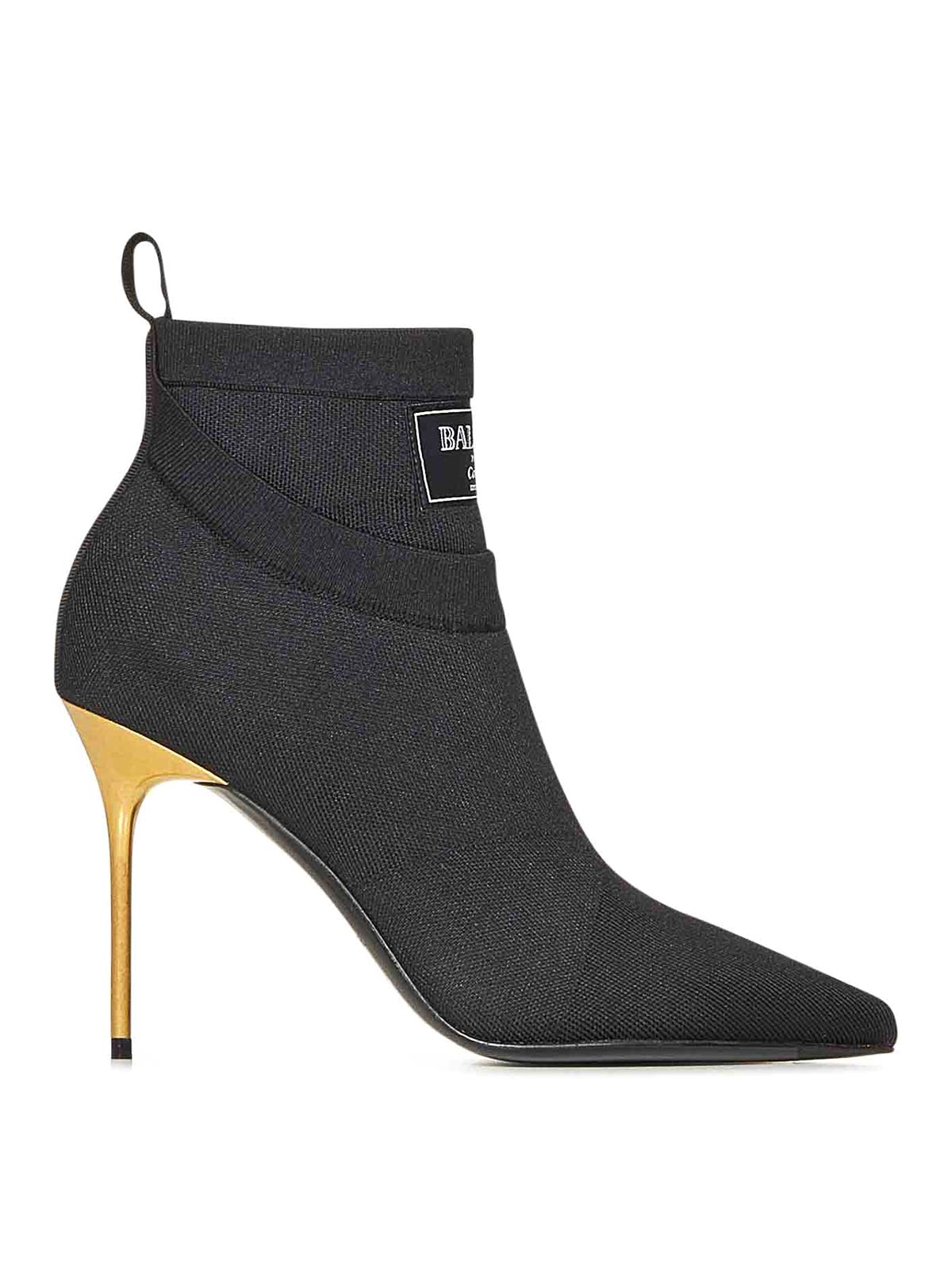 Balmain Black Stretch Knit Crewneck Ankle Boots