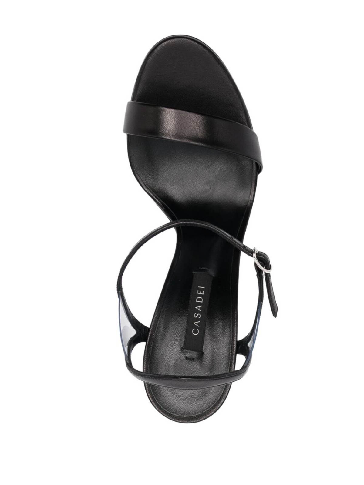 Casadei Black Leather Sandals With Steel Blade Heel In Black