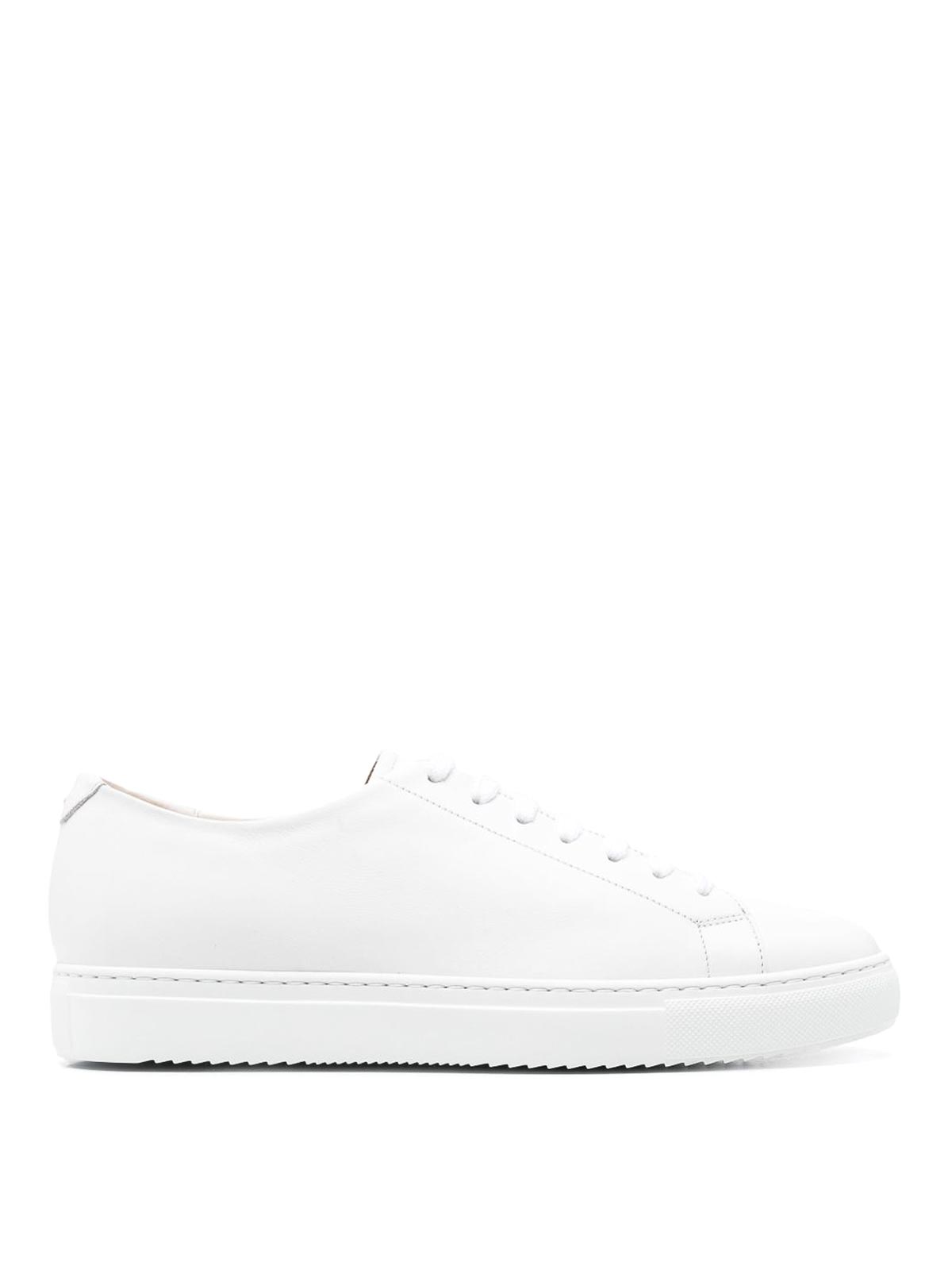 Doucal's White Leather Sneakers With Cushioned Insole In White