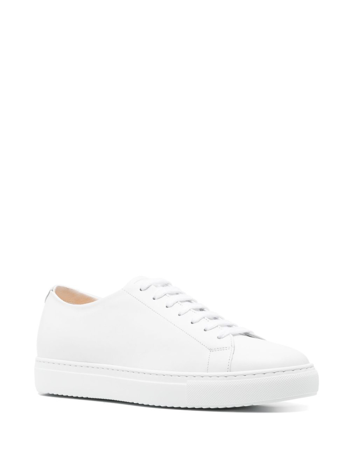Doucal's White Leather Sneakers With Cushioned Insole In White
