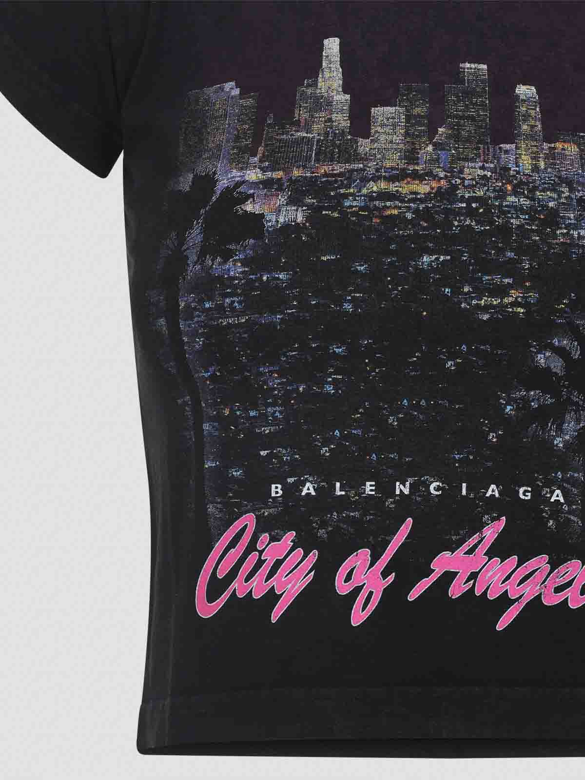 Balenciaga City Of Angels Graphic-print T-shirt In Black