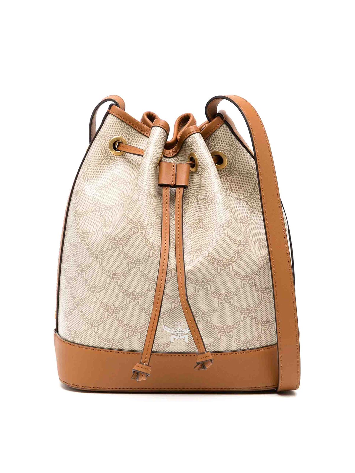 Mcm Medium Ella Lauretos Monogram Crossbody Bag In Sand