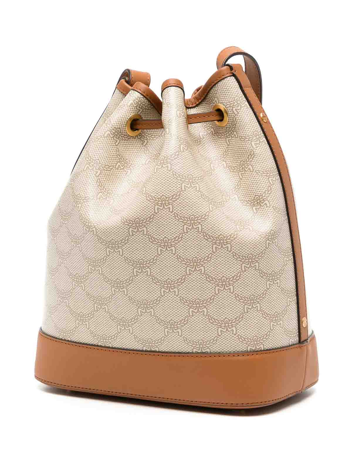 Mcm Medium Ella Lauretos Monogram Crossbody Bag In Sand