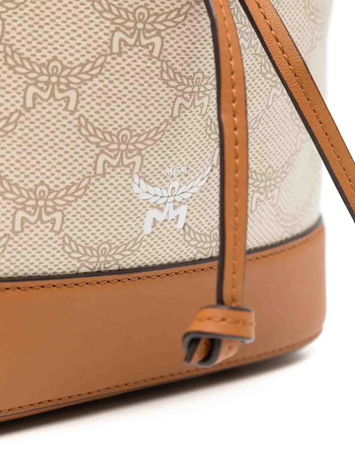 Mcm Medium Ella Lauretos Monogram Crossbody Bag In Sand
