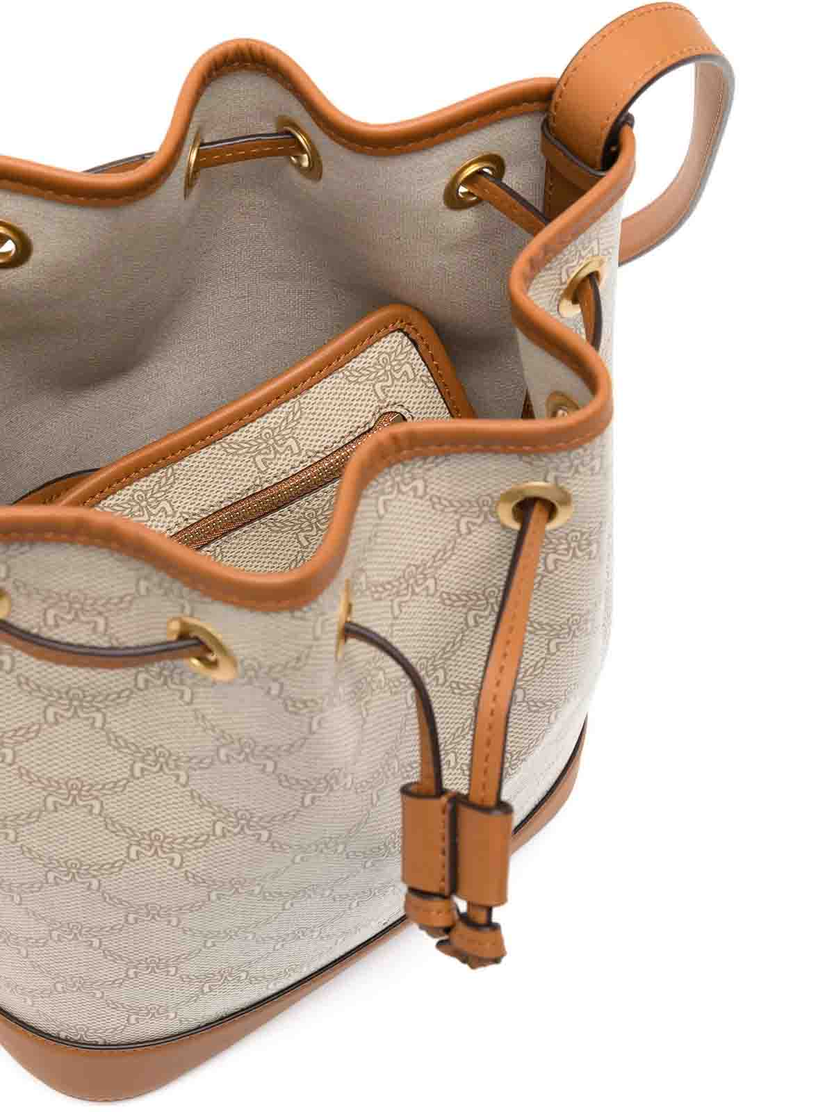 Mcm Medium Ella Lauretos Monogram Crossbody Bag In Sand