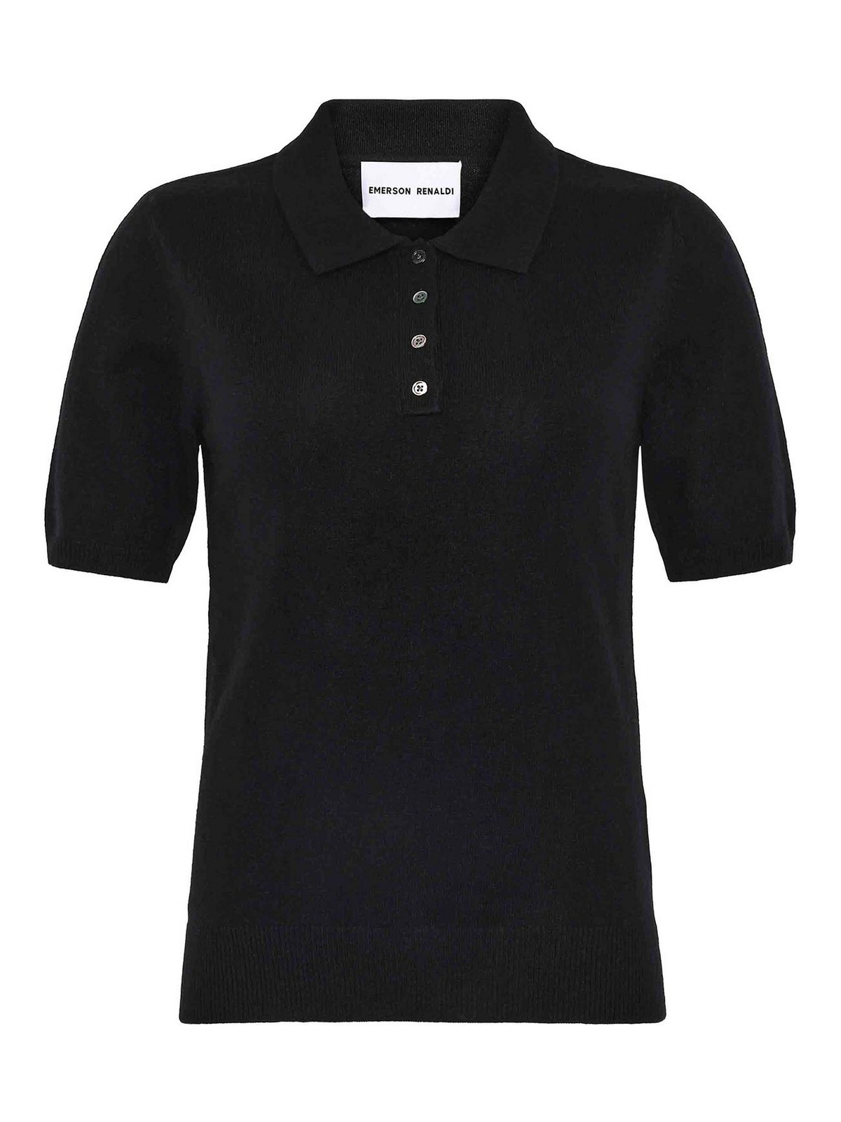 Emerson Renaldi Button-down Polo Shirt In Black