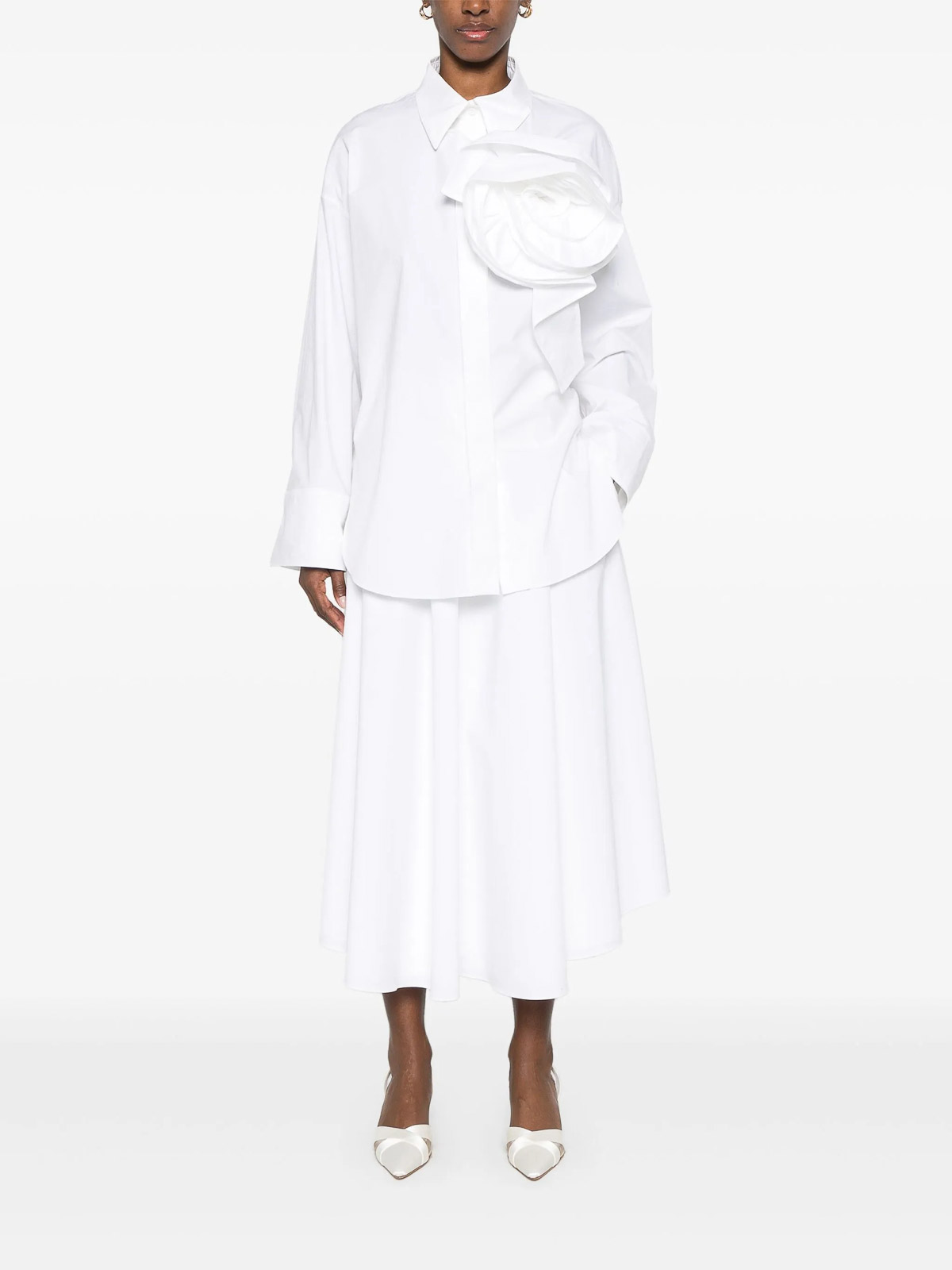 Dorothee Schumacher Poplin Power Midi Skirt In White