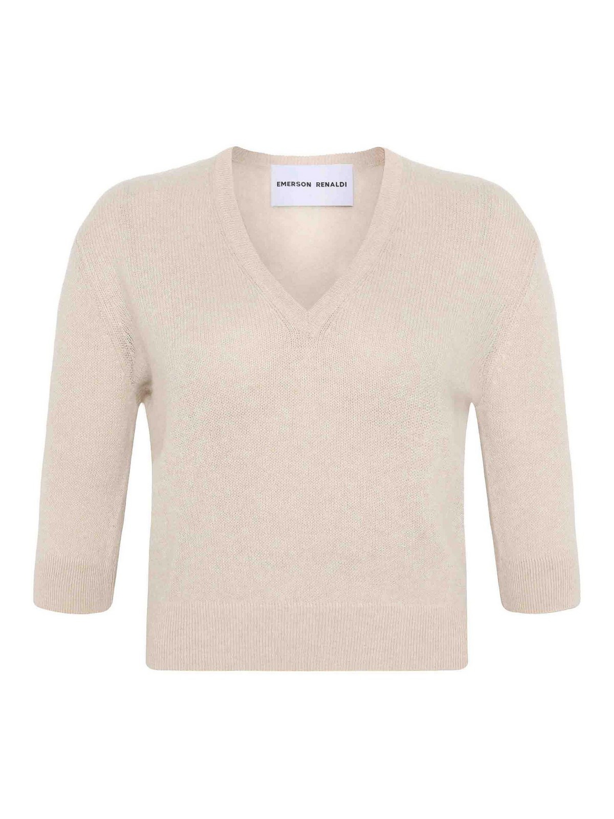 Emerson Renaldi Deep V-neck Sweater In Sand