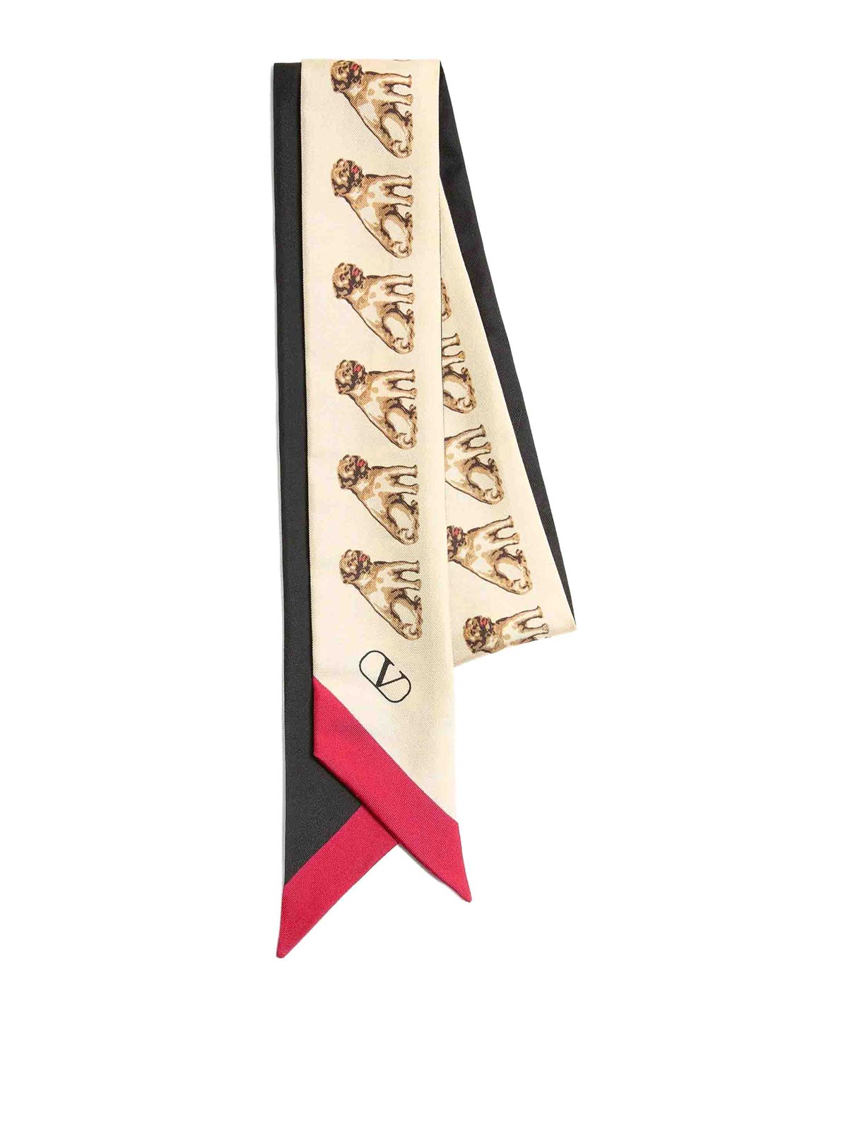スカーフ Valentino Garavani Printed Silk Petit Charles Foulard Petit Charles Silk Scarf for Woman in Black/beige/red