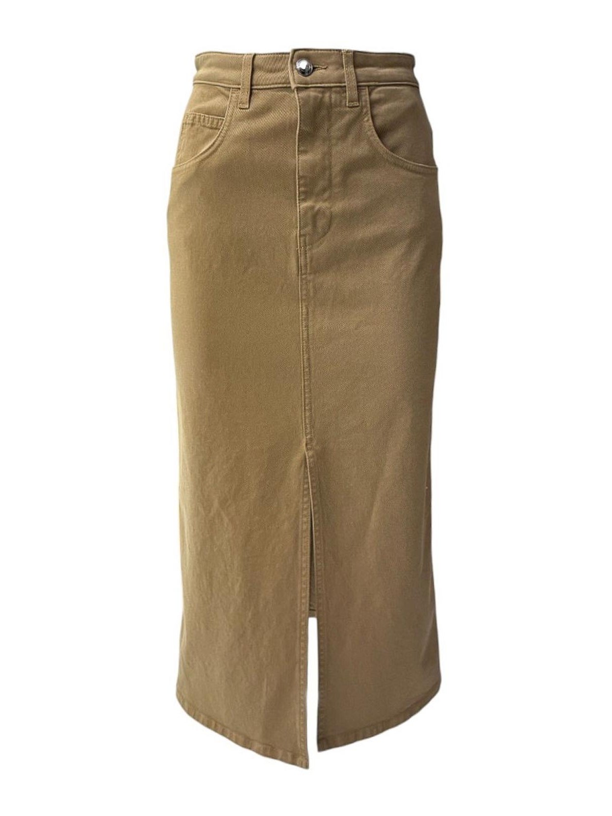 Fay Long Skirt In Cotton Dyed In The Camel Head In Brown