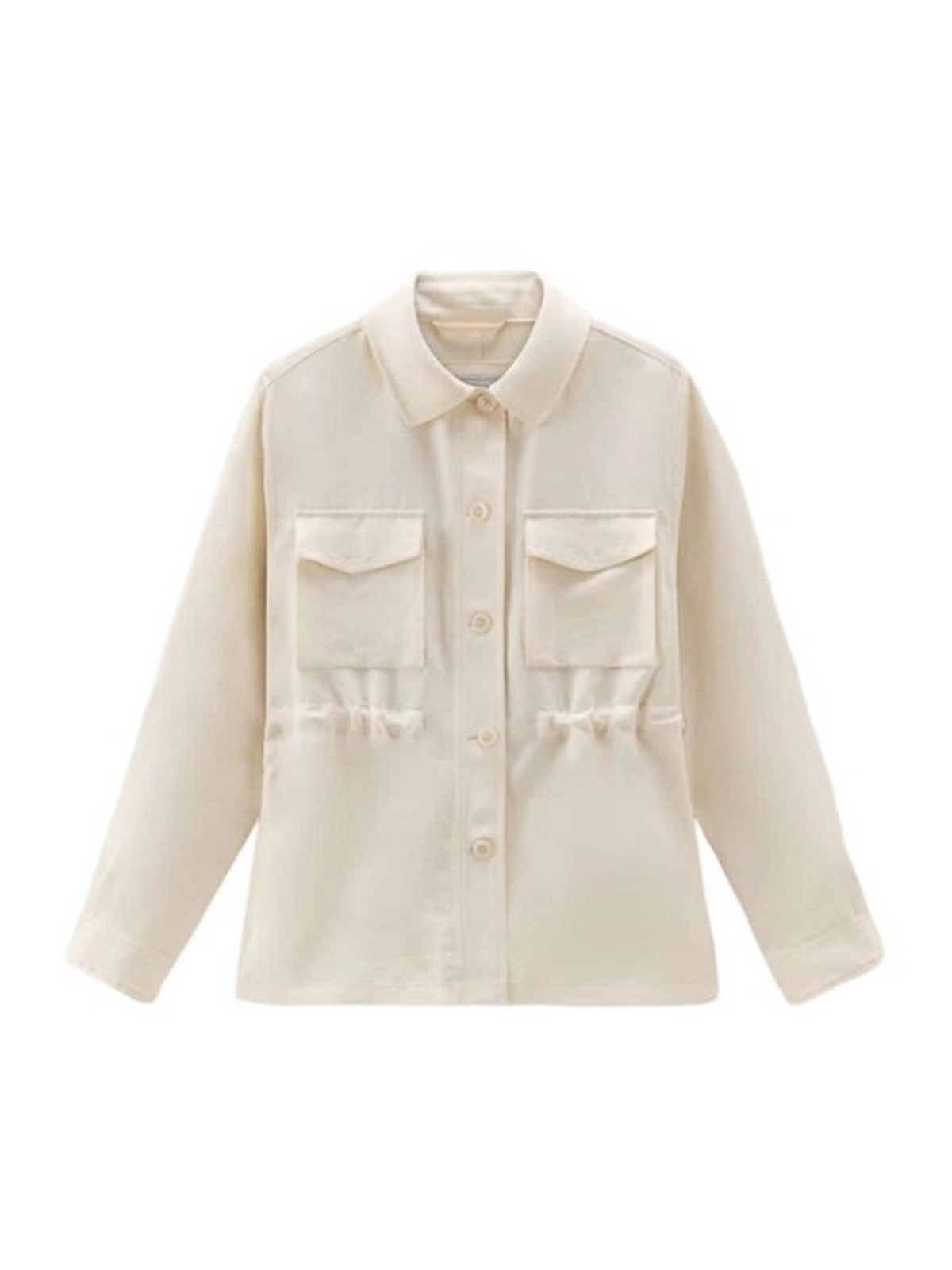 Woolrich Shirt Jacket In Brown Mixed Bread In White