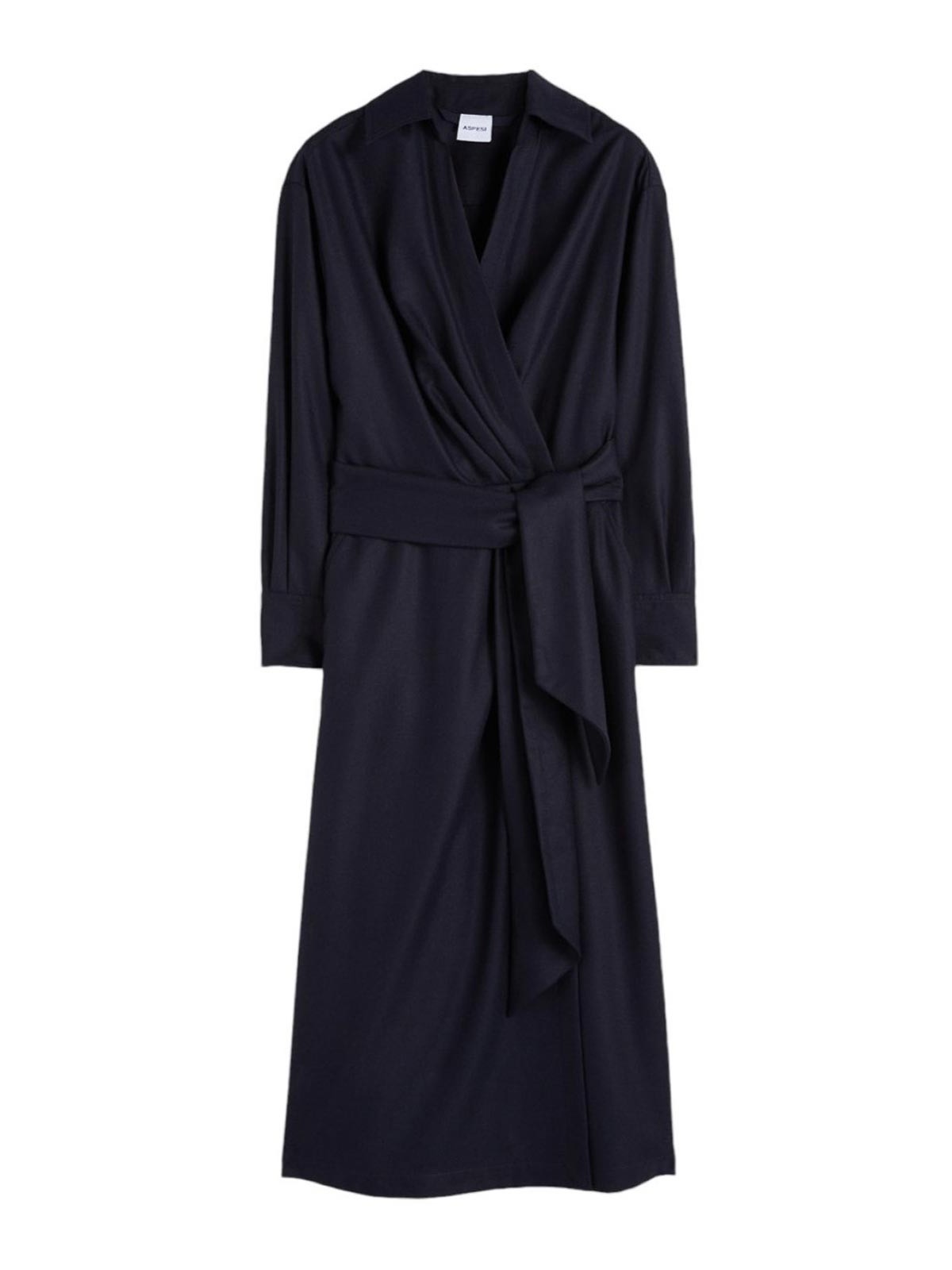 Aspesi Blue Dress In Cashmere Wool Flannel In Blue