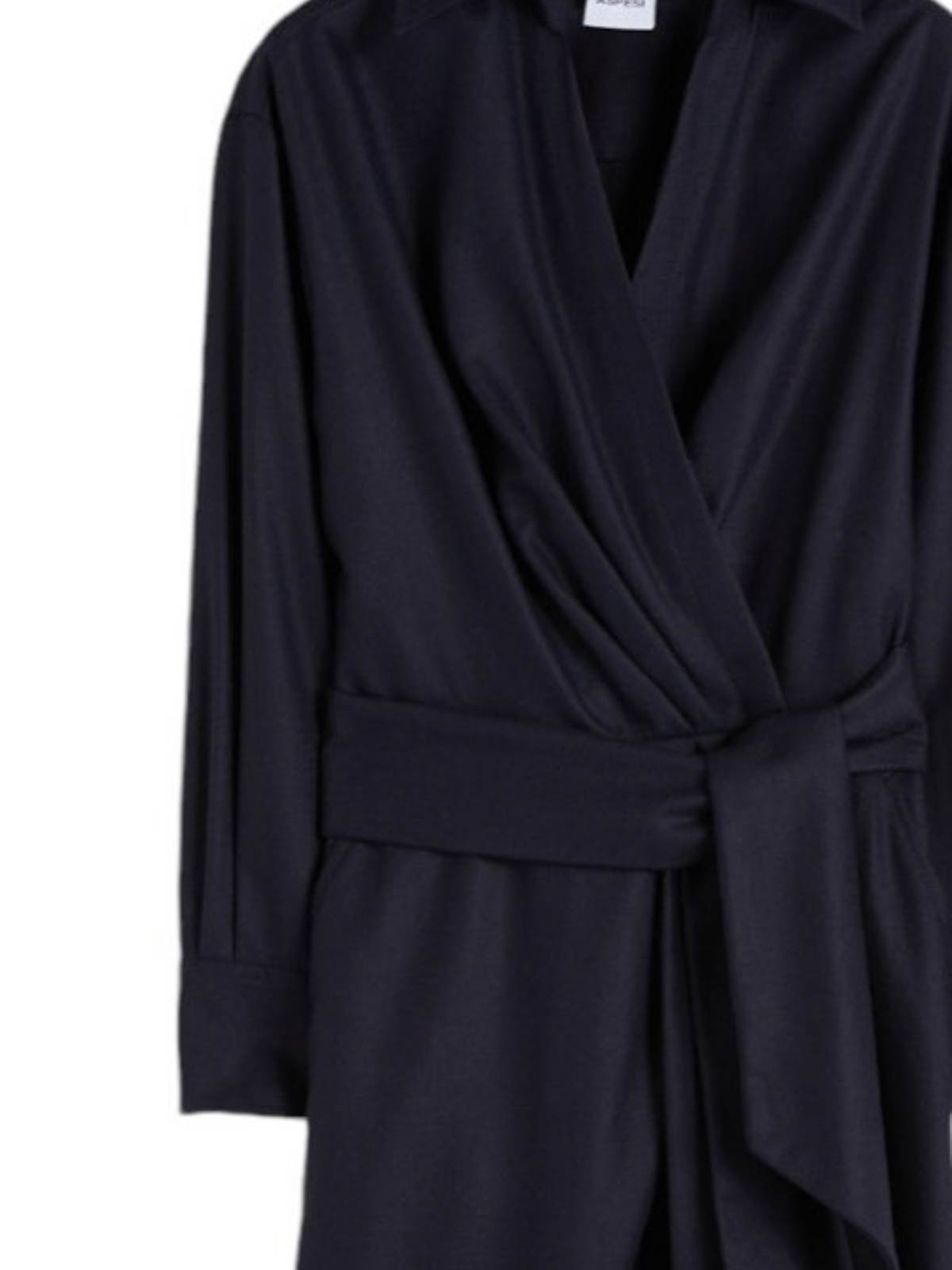 Aspesi Blue Dress In Cashmere Wool Flannel In Blue