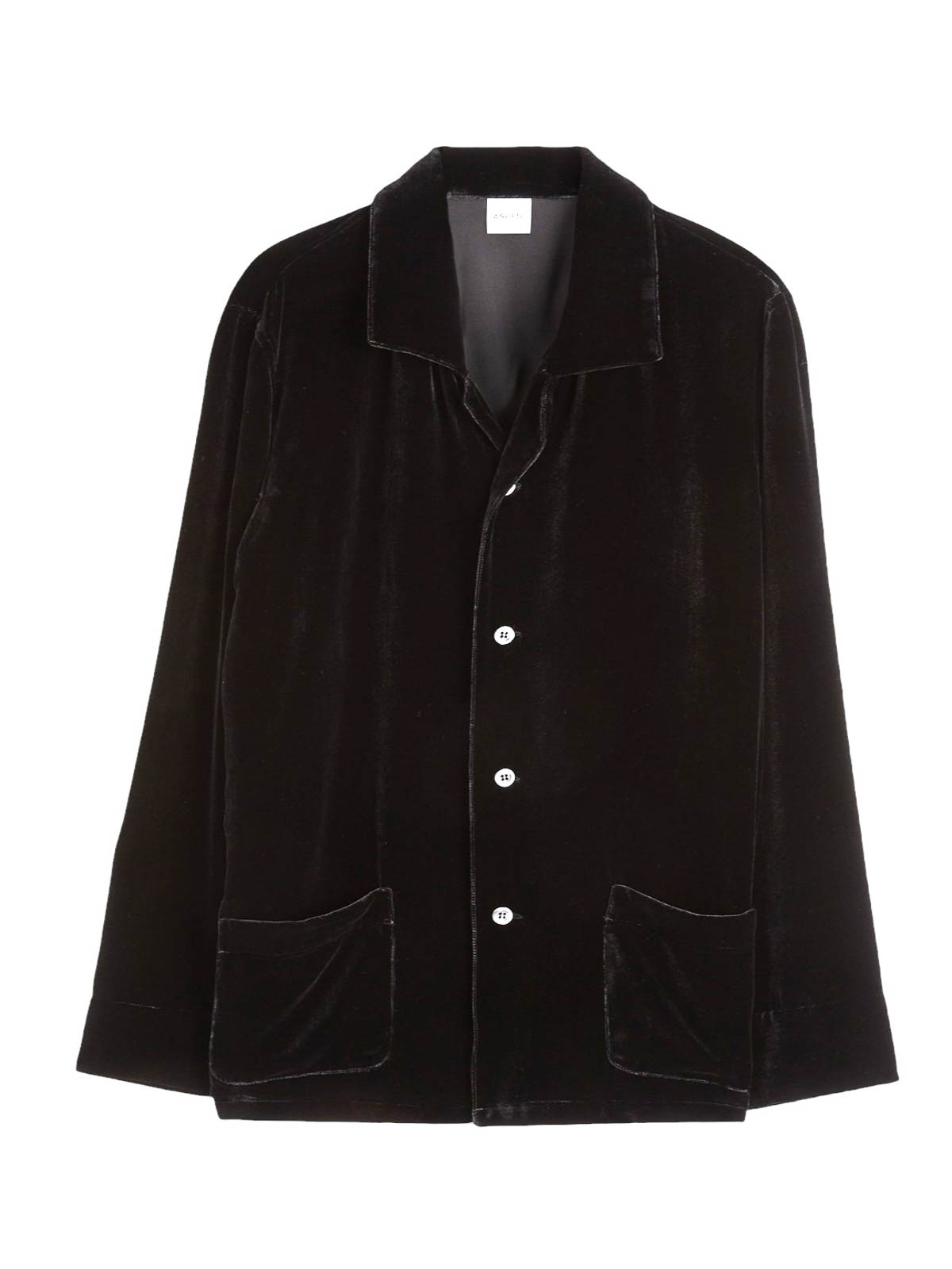 Aspesi Black Jacket In Silk Mixed Velvet In Black