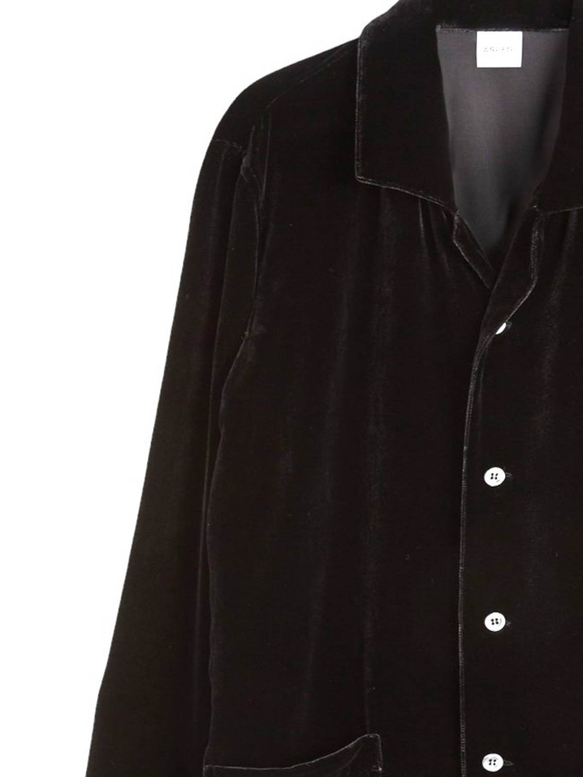 Aspesi Black Jacket In Silk Mixed Velvet In Black