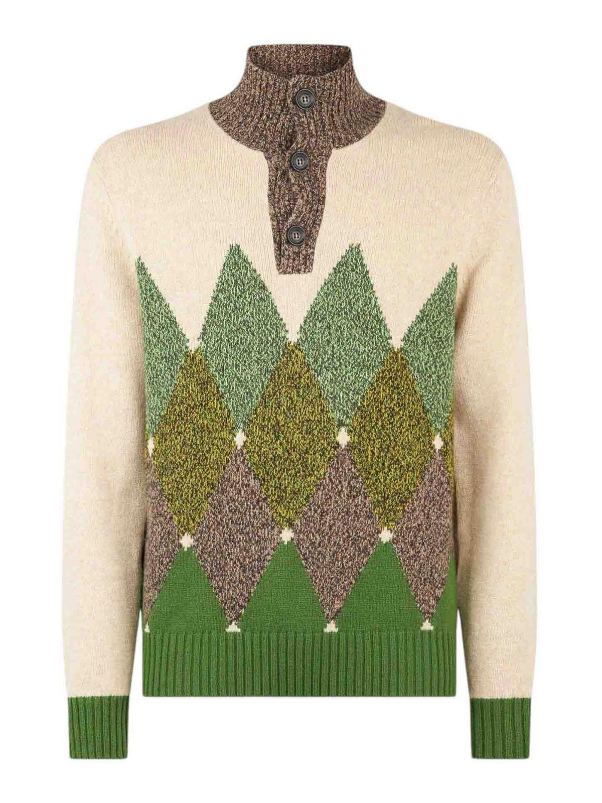Ballantyne High Neck Diamond Sweatshirt In Green