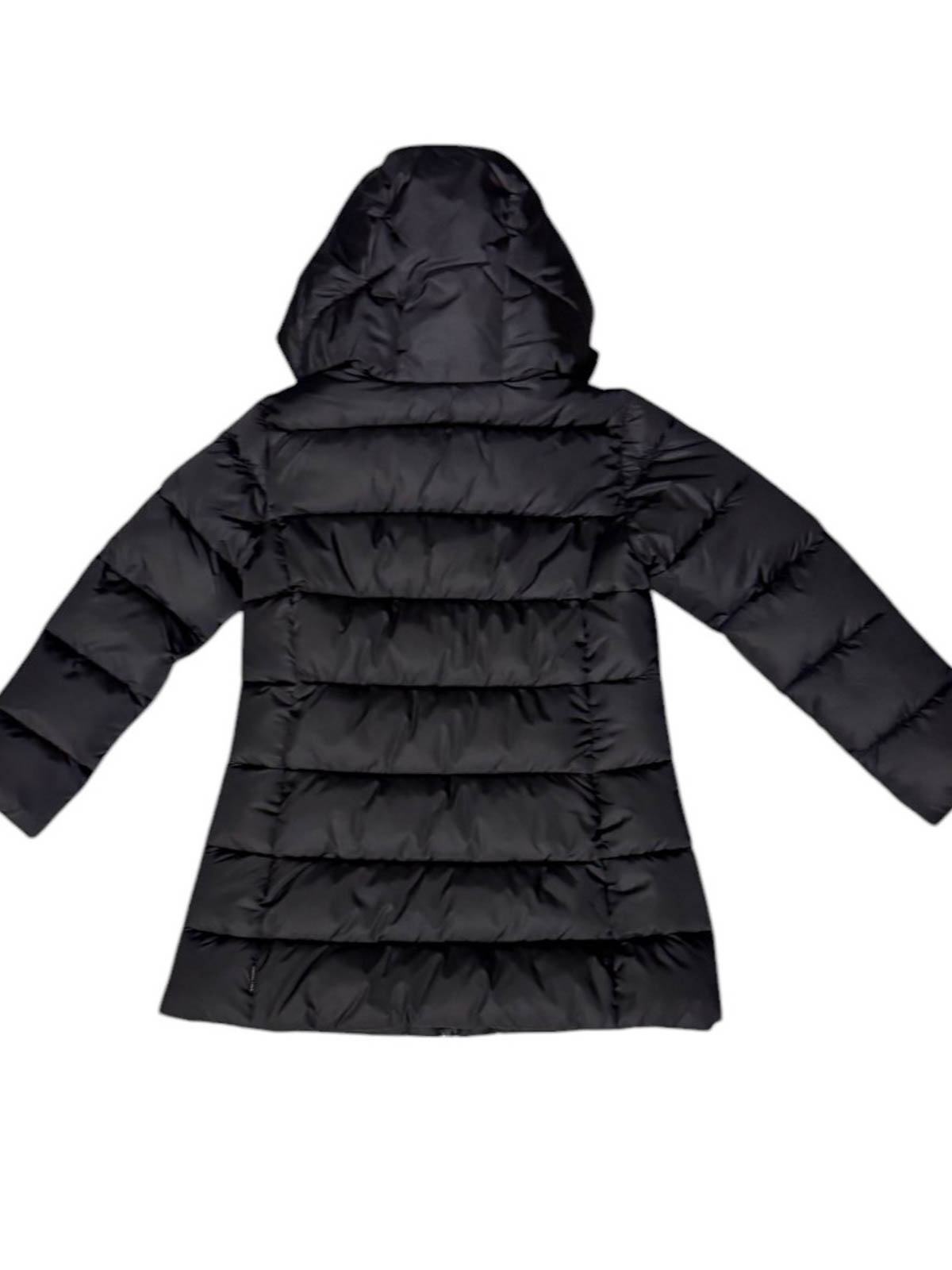 Save The Duck Long Animal Free Hooding Down Jacket In Black