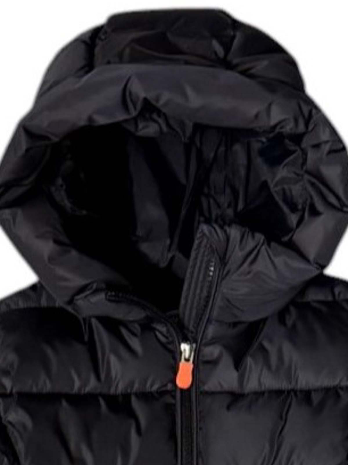 Save The Duck Long Animal Free Hooding Down Jacket In Black
