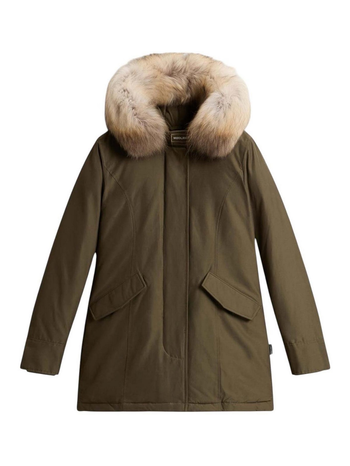 Woolrich Arctic Raccoon Parka With Removable Fur Neck In Green