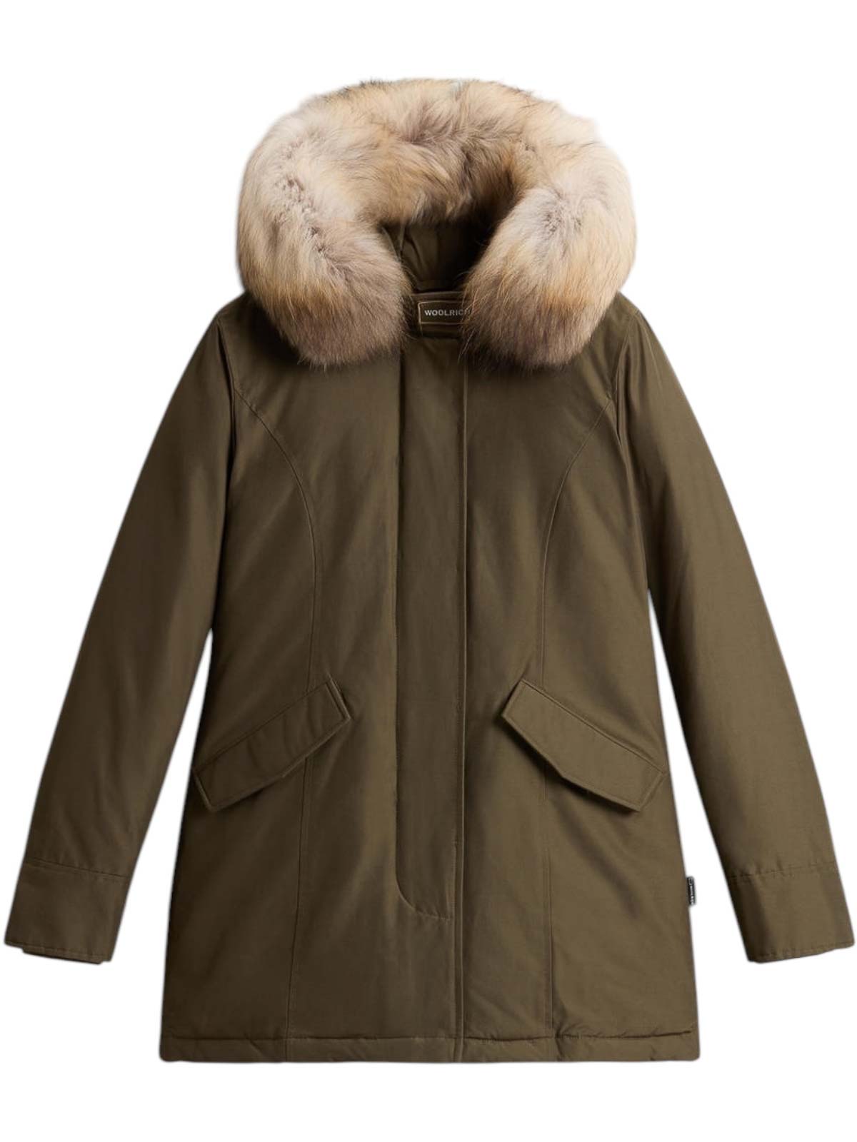 Woolrich Arctic Raccoon Parka With Removable Fur Neck In Green