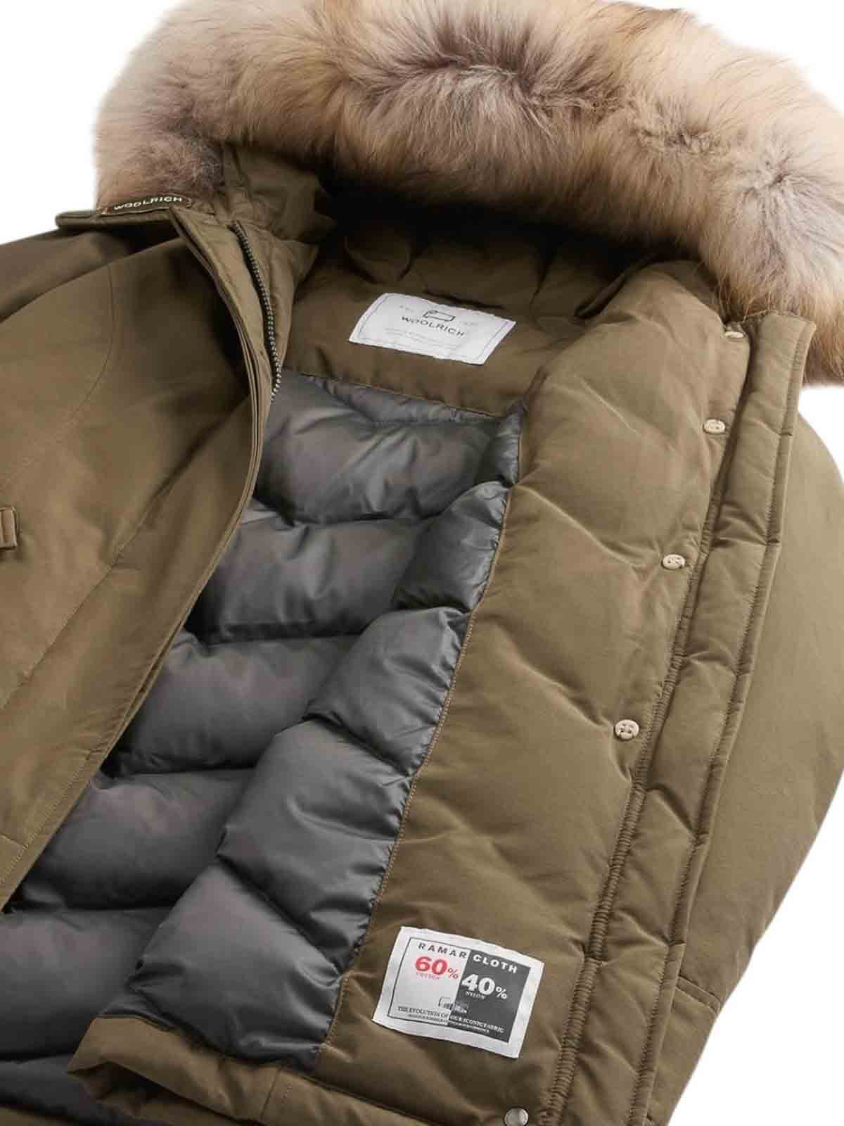 Woolrich Arctic Raccoon Parka With Removable Fur Neck In Green