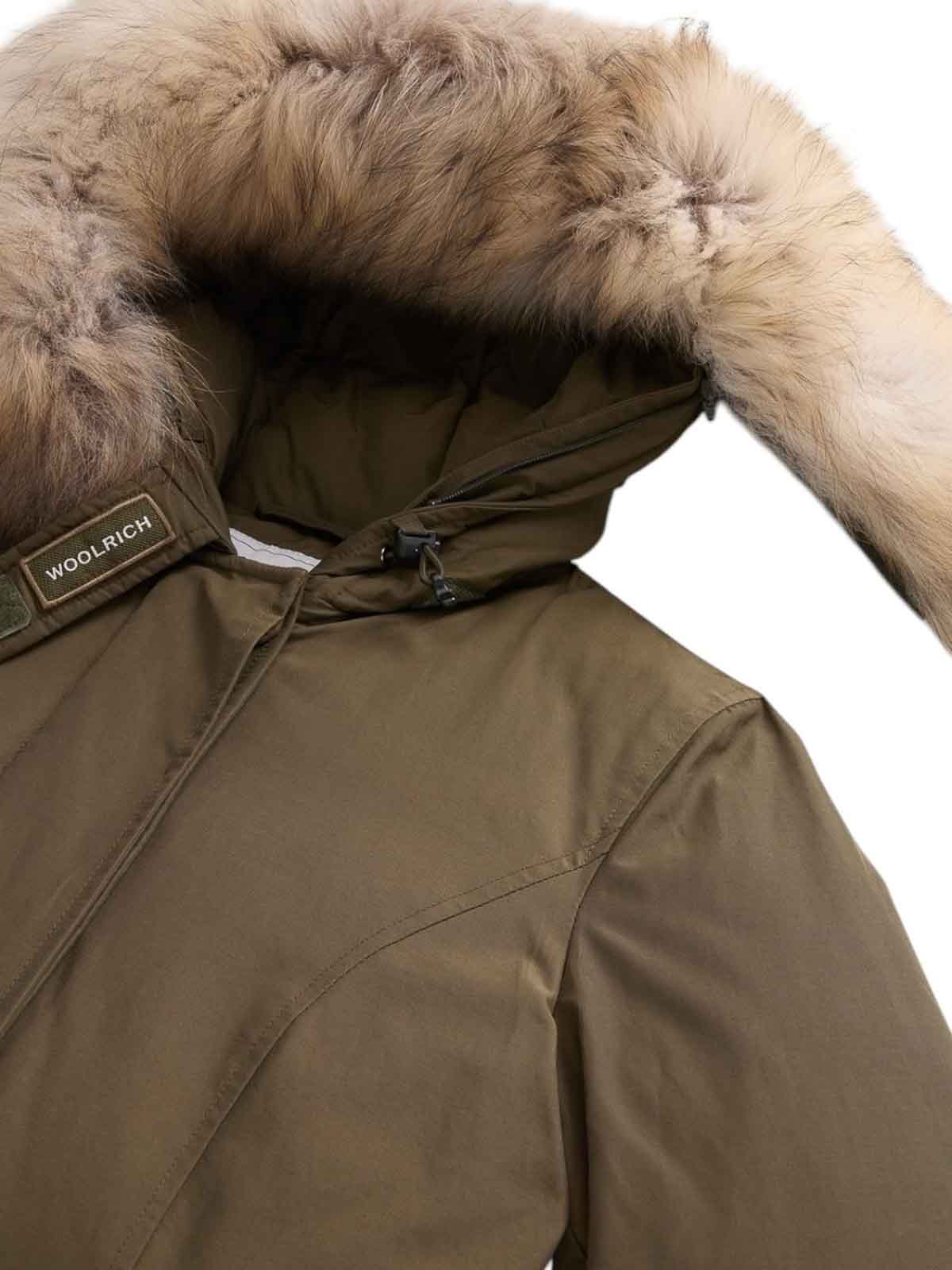 Woolrich Arctic Raccoon Parka With Removable Fur Neck In Green