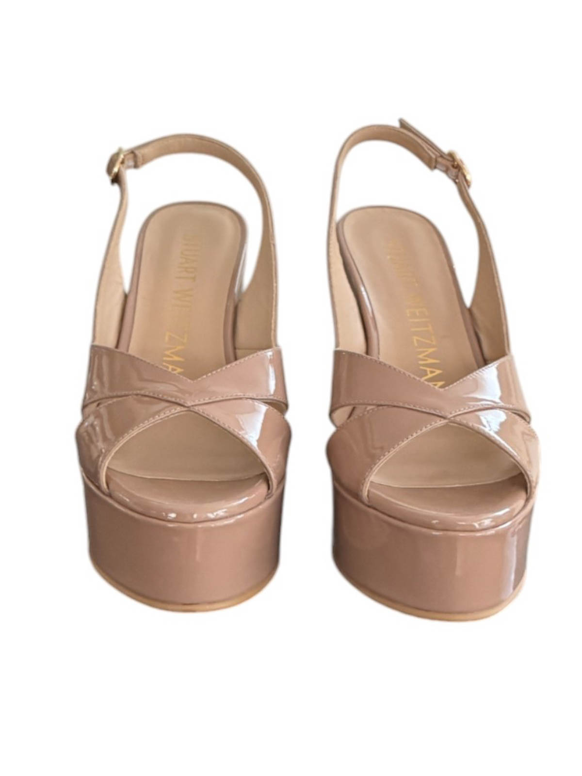 Stuart Weitzman Sandal Carmen Naked Shiny Leather In Nude