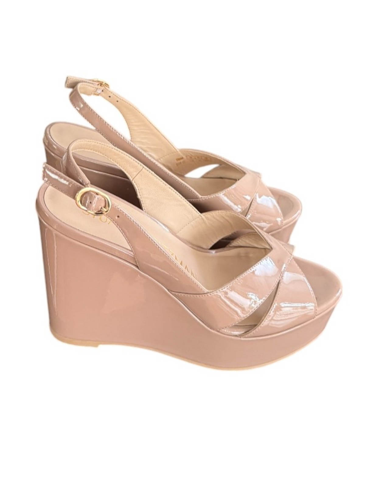 Stuart Weitzman Sandal Carmen Naked Shiny Leather In Nude