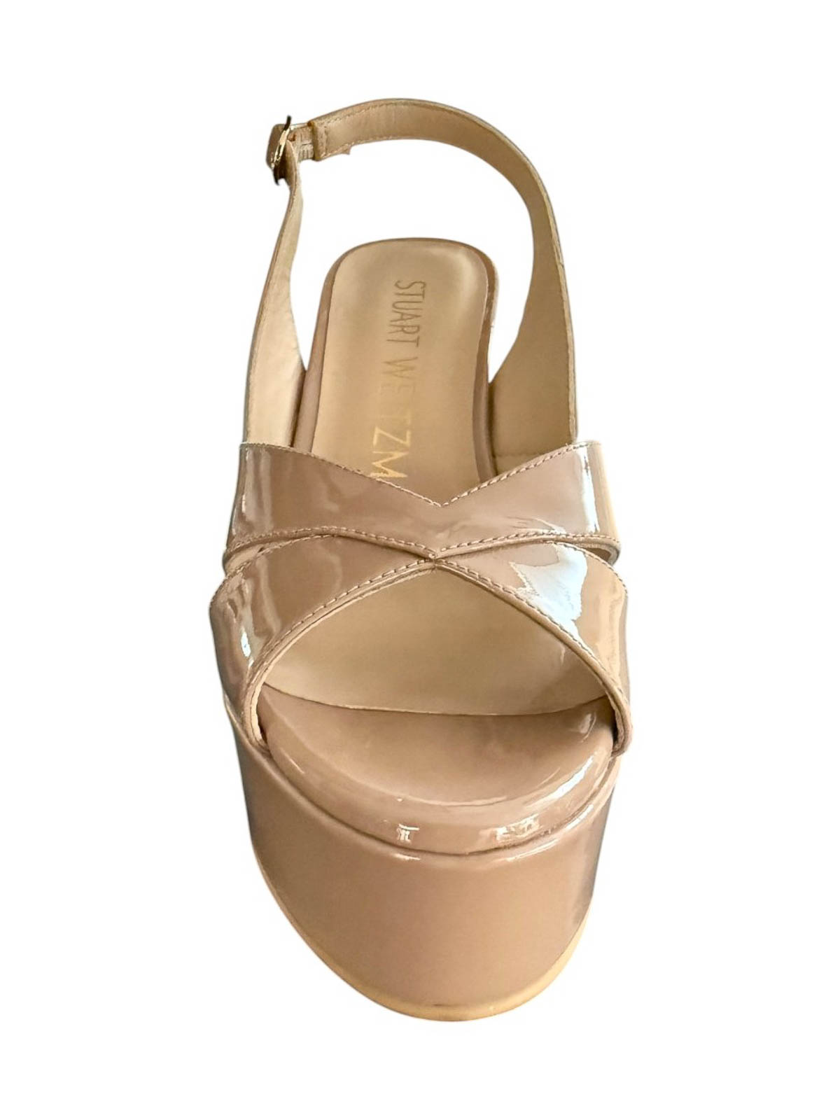 Stuart Weitzman Sandal Carmen Naked Shiny Leather In Nude