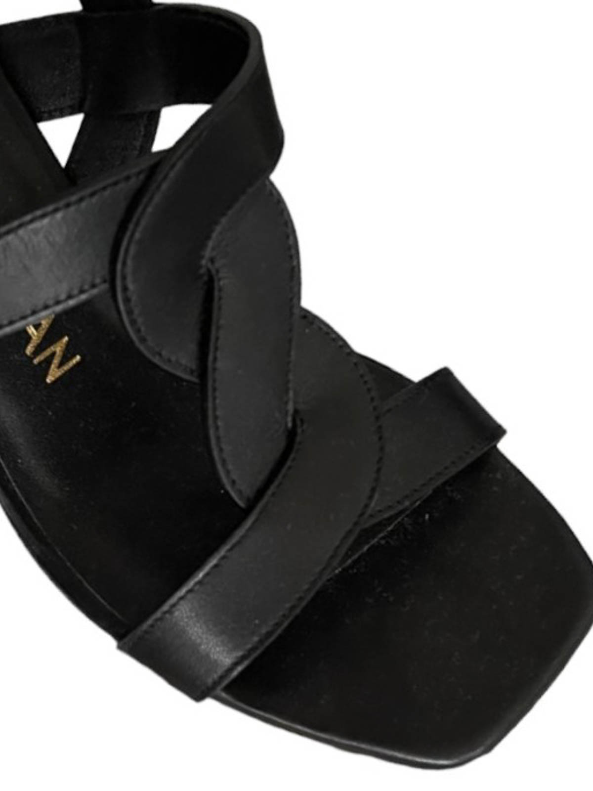 Stuart Weitzman Ibiza Sandal Woven Wide Heel In Black