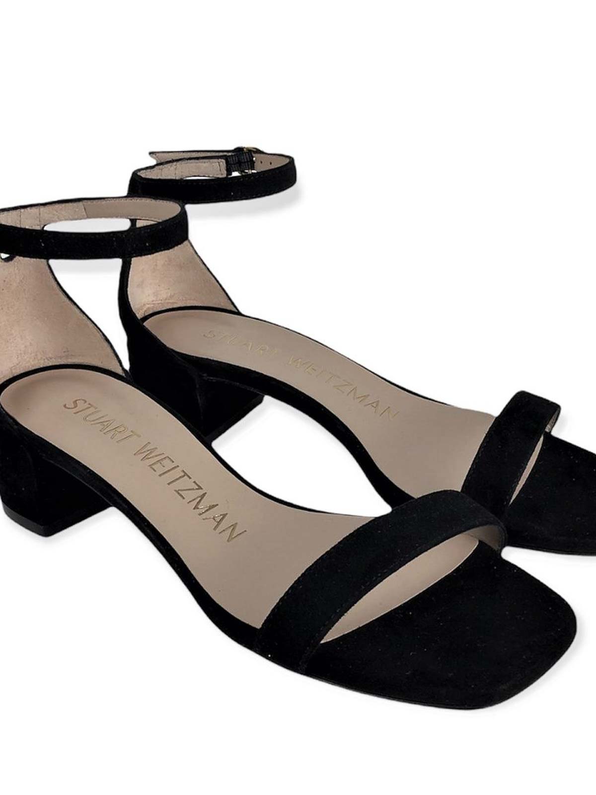 Stuart Weitzman Buckle-fastened Suede Sandals In Black