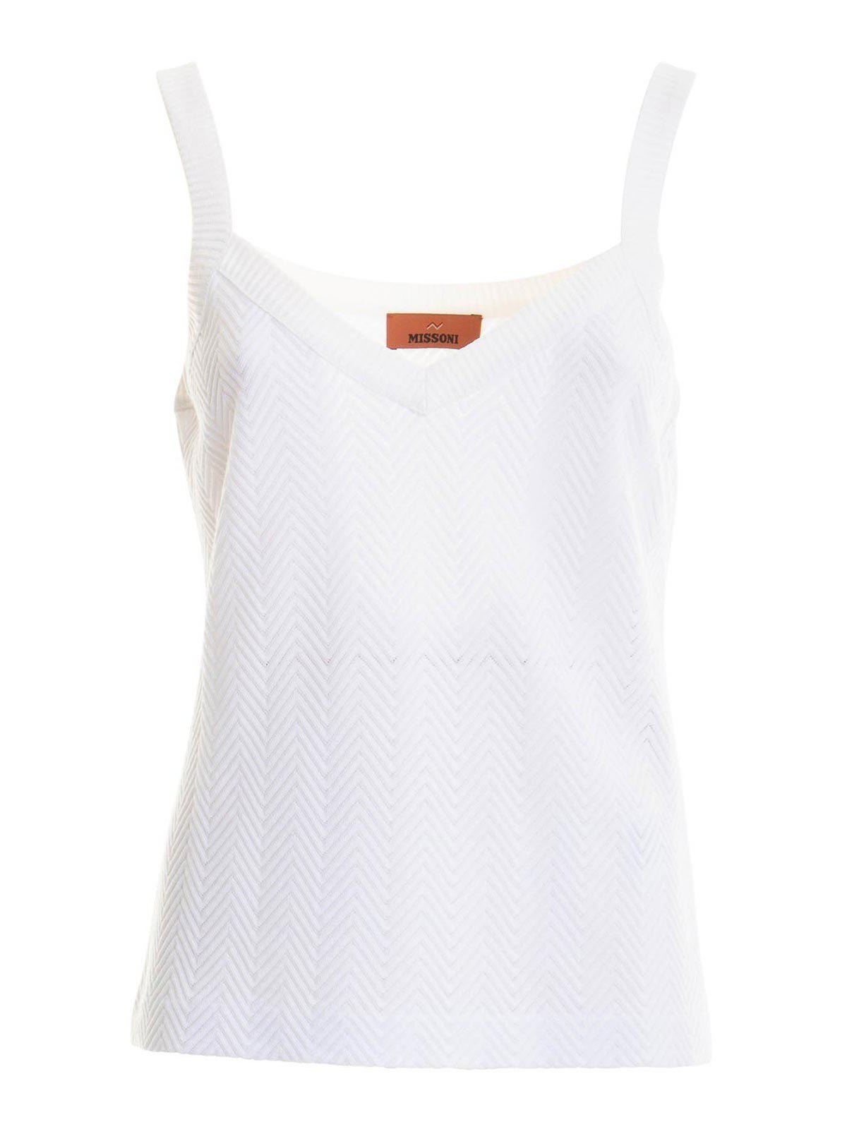 Missoni Raschel Knit Top With Tone-on-tone Zigzag Pattern In White