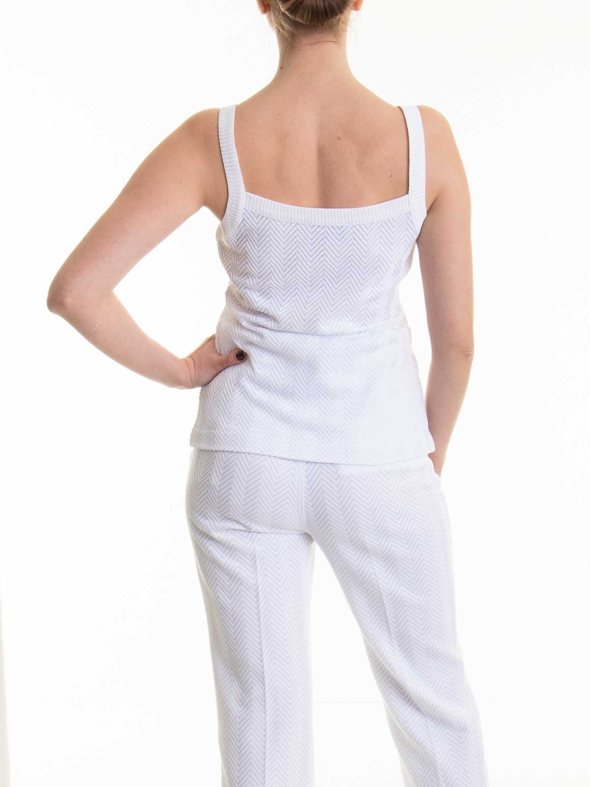 Missoni Raschel Knit Top With Tone-on-tone Zigzag Pattern In White