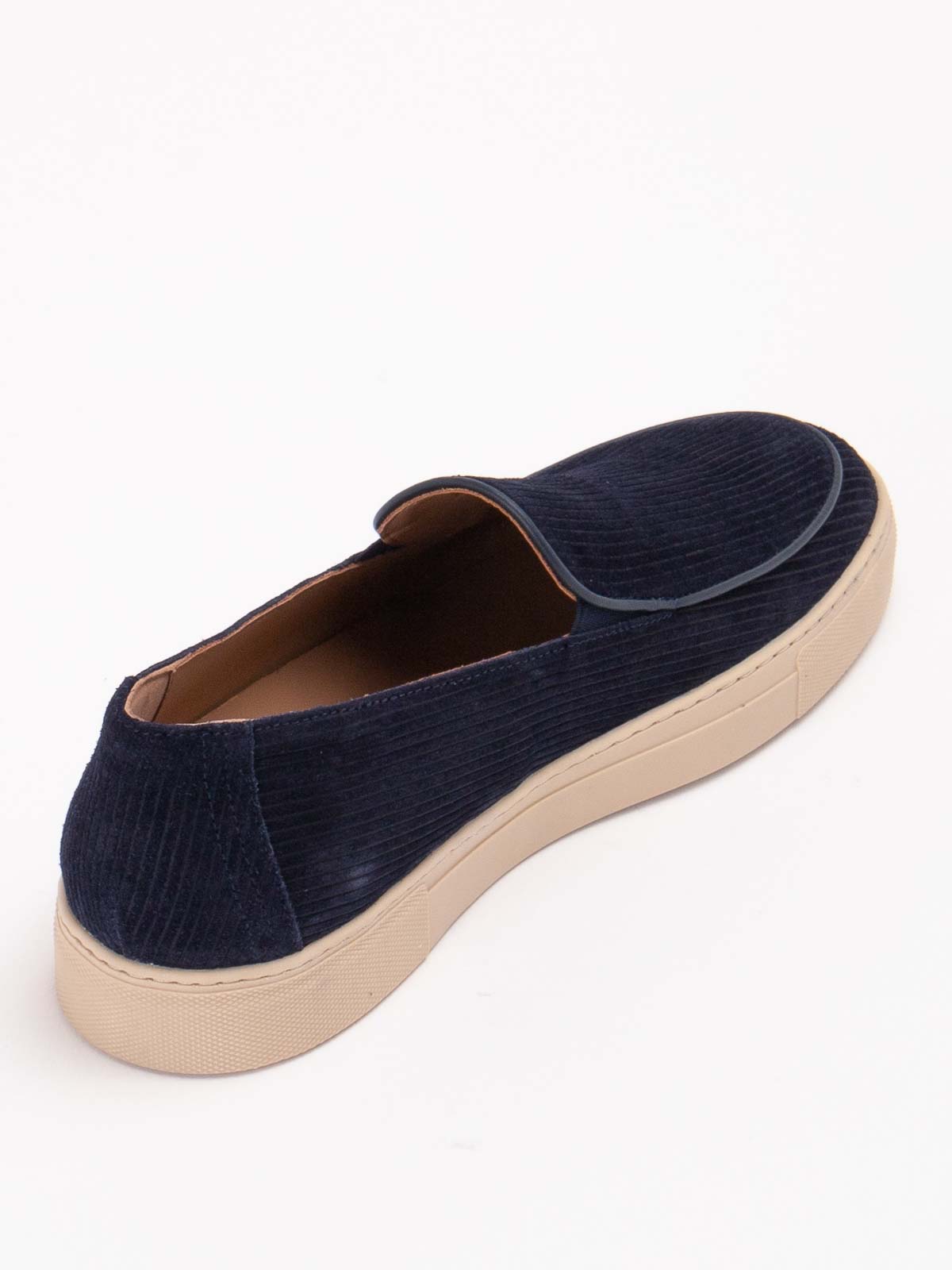 Emporio Armani Multi-striped Suede Slip-ons In Blue