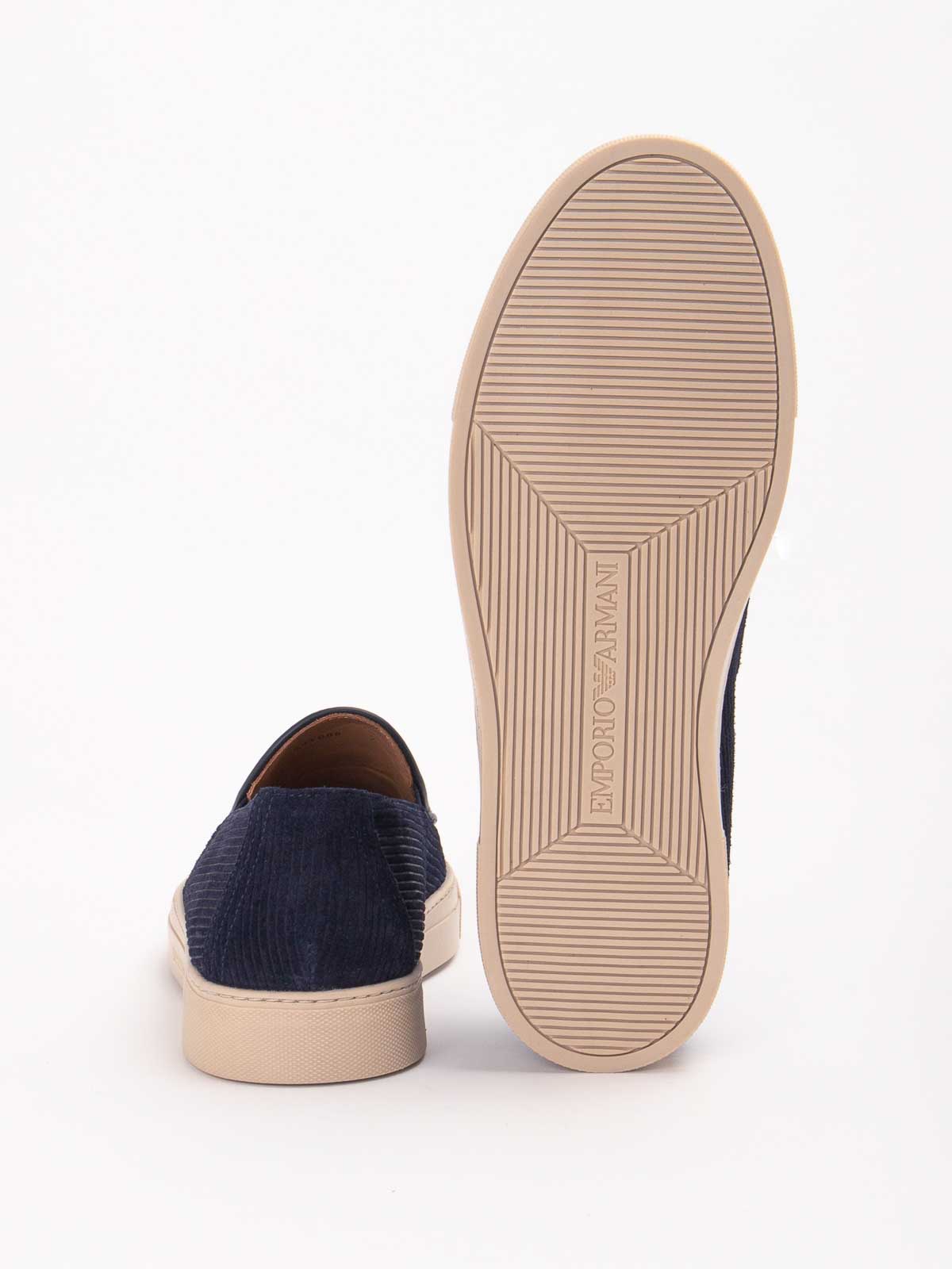 Emporio Armani Multi-striped Suede Slip-ons In Blue