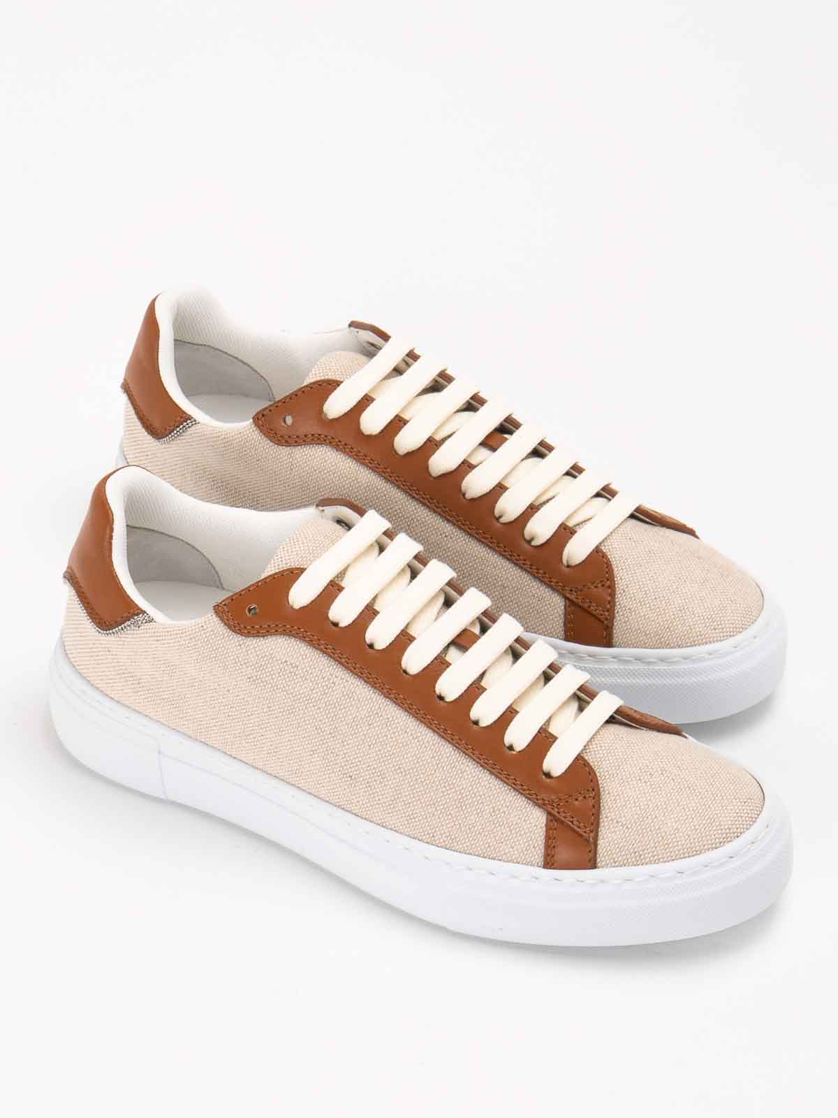 Fabiana Filippi Low Top Sneakers With Contrast Heel Tab In Nude