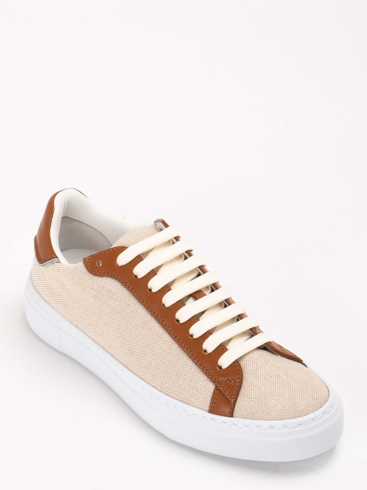 Fabiana Filippi Low Top Sneakers With Contrast Heel Tab In Nude