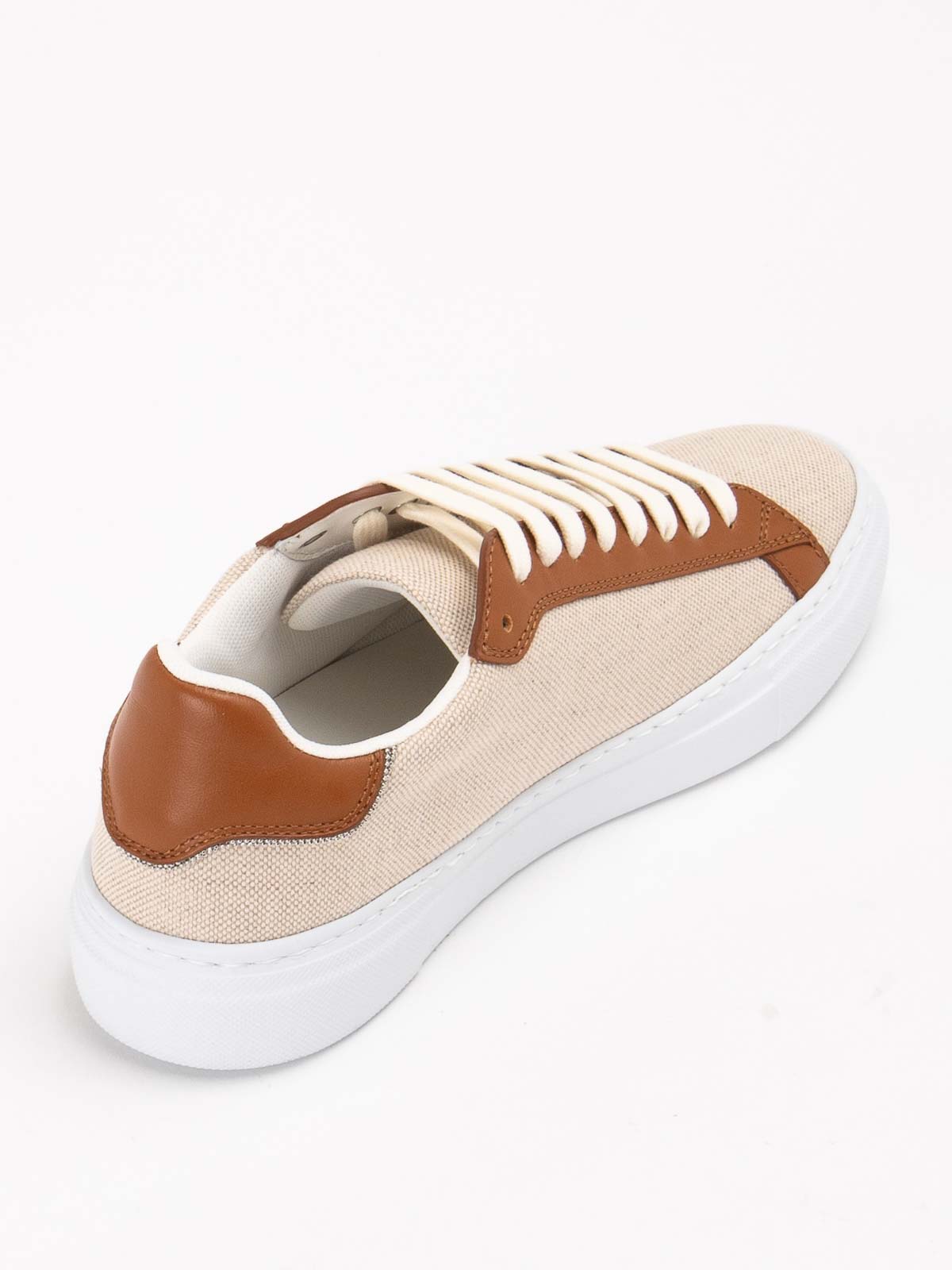 Fabiana Filippi Low Top Sneakers With Contrast Heel Tab In Nude
