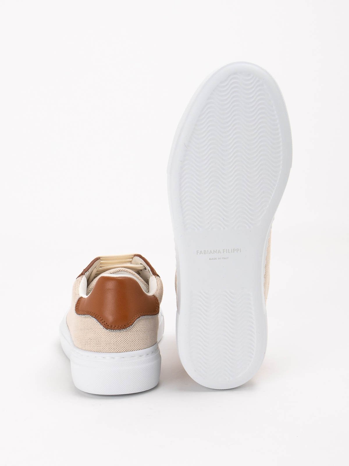 Fabiana Filippi Low Top Sneakers With Contrast Heel Tab In Nude