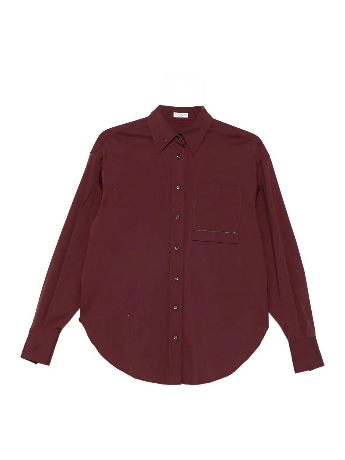 Brunello Cucinelli Cotton Popeline Shirt In Red