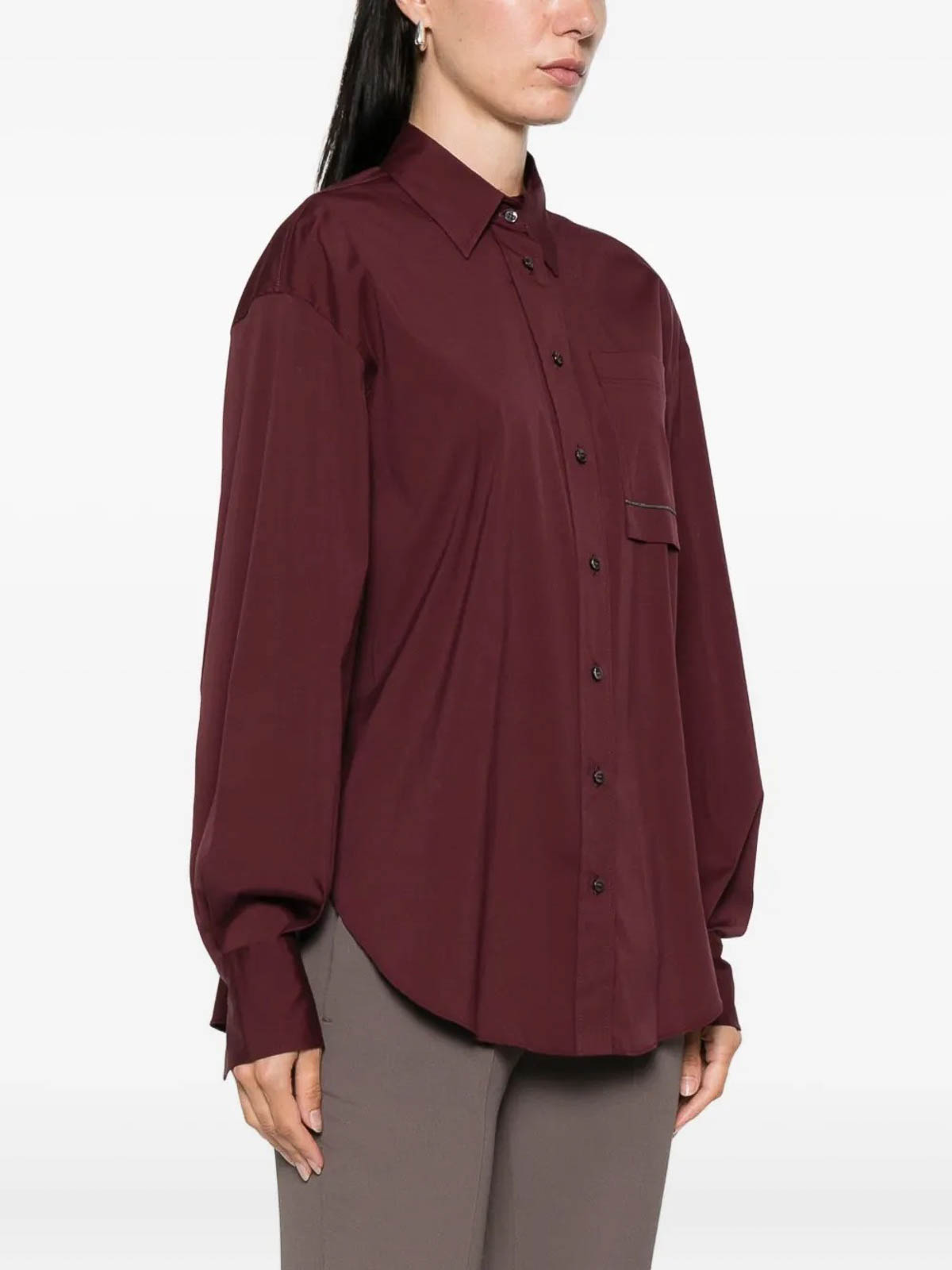Brunello Cucinelli Cotton Popeline Shirt In Red