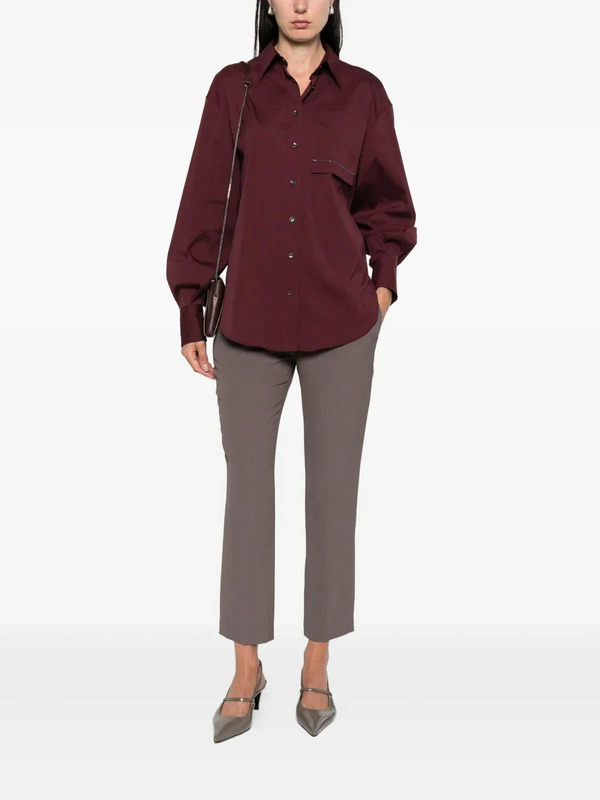 Brunello Cucinelli Cotton Popeline Shirt In Red