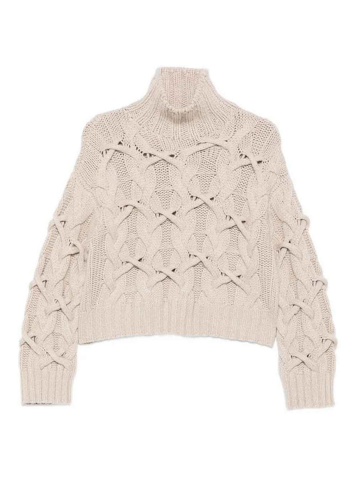Brunello Cucinelli Cable Knit Sweater In Sand