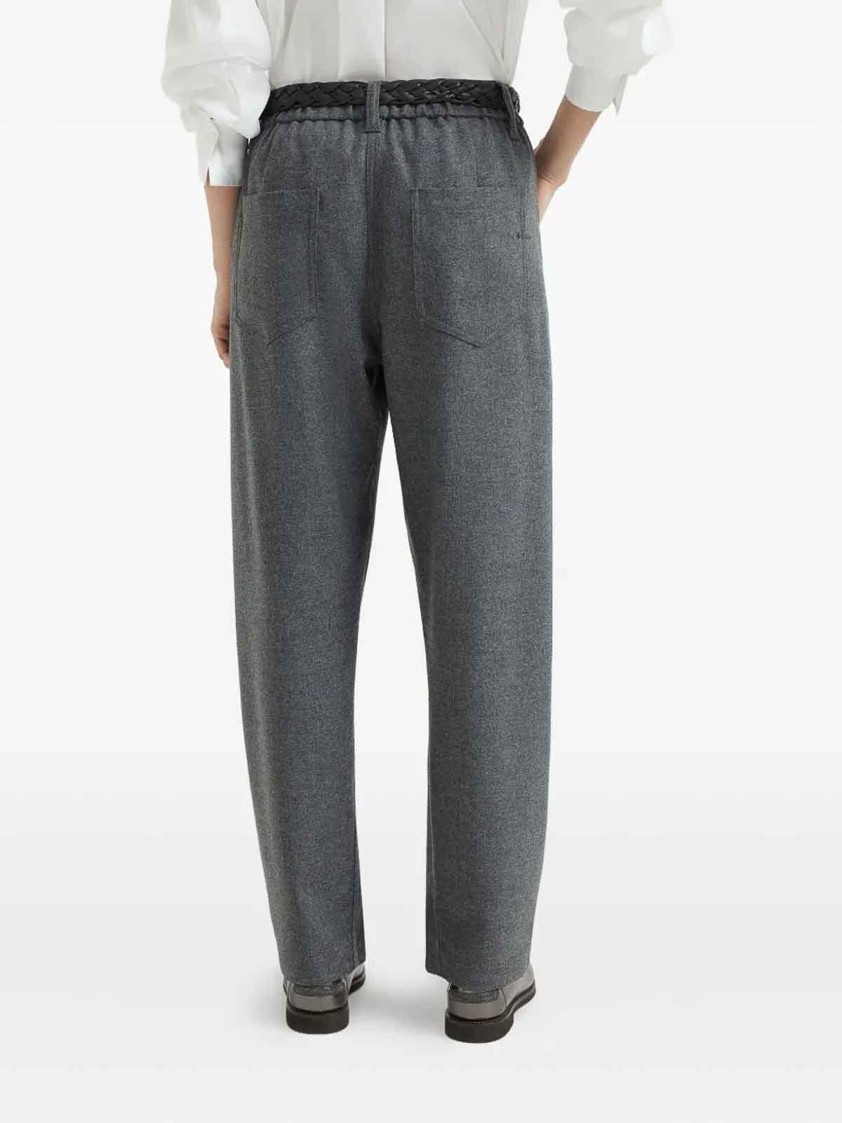 Brunello Cucinelli High-waisted Trousers With Tapered Legs In Gray