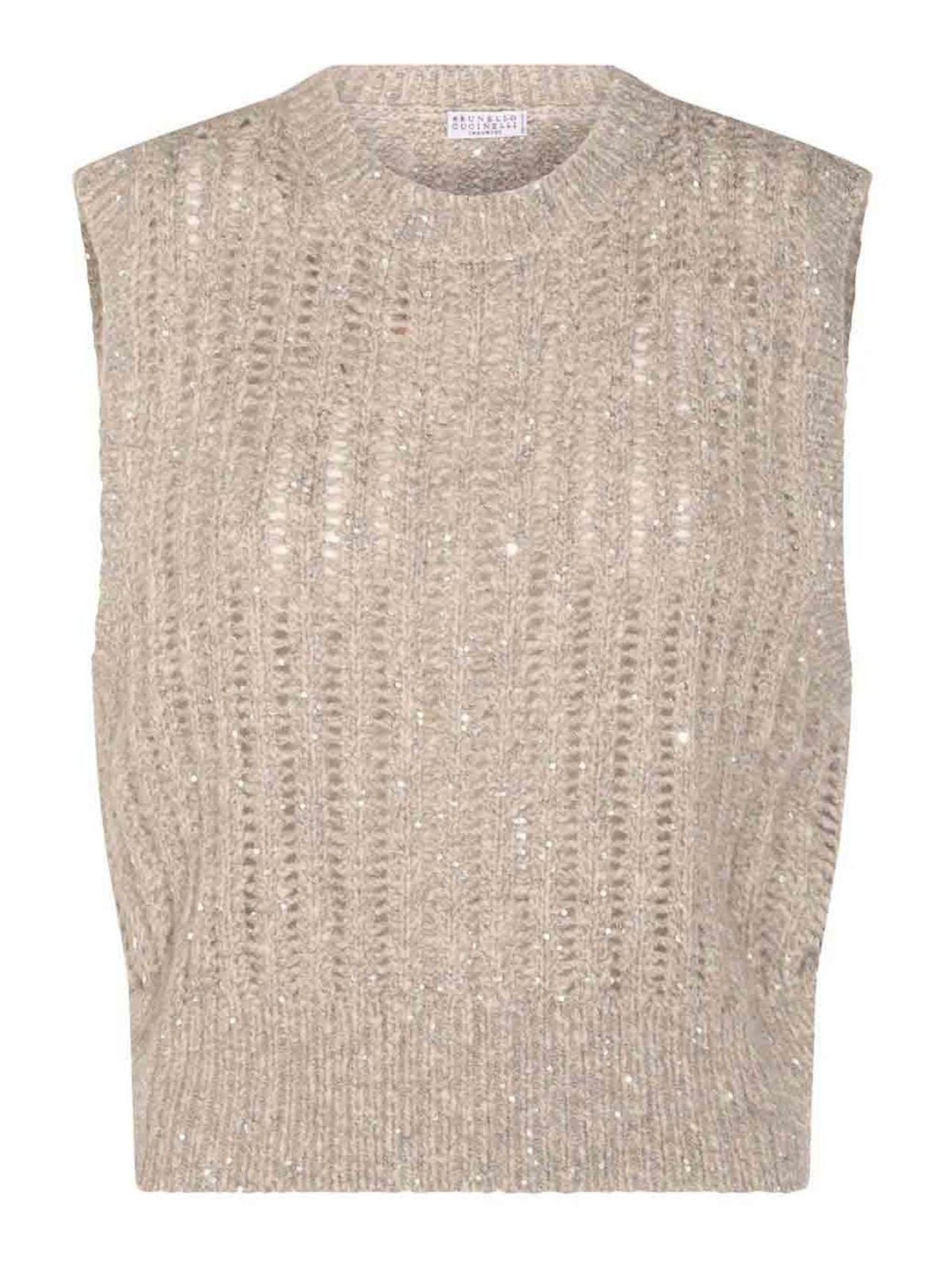 Brunello Cucinelli Sequin Waistcoat In White